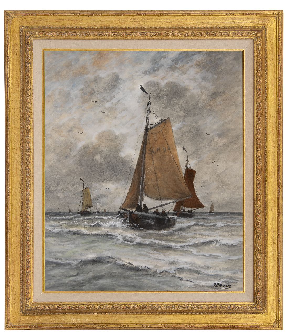 Mesdag H.W. | Hendrik Willem Mesdag, Binnenvallende bommen, Scheveningen, aquarel op papier 74,3 x 61,6 cm, gesigneerd rechtsonder Mesdag H.W. | Hendrik Willem Mesdag, Binnenvallende bommen, Scheveningen, aquarel op papier 74,3 x 61,6 cm, gesigneerd rechtsonder