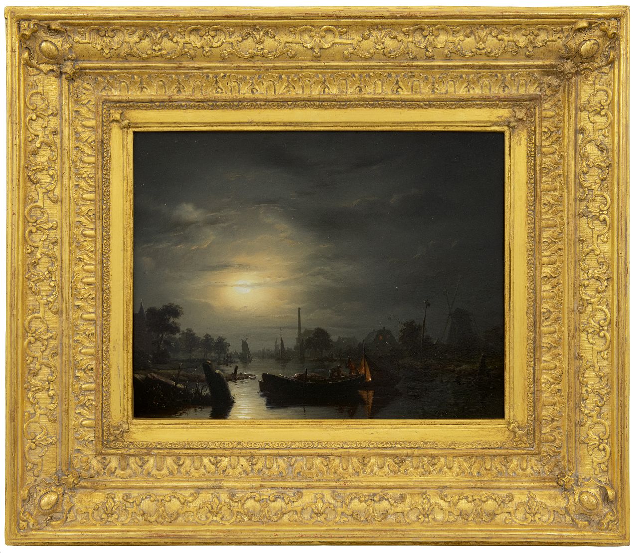 Schendel P. van | Petrus van Schendel, Riviergezicht bij maanlicht, omgeving Den Haag, olieverf op paneel 33,3 x 43,4 cm, gesigneerd rechtsonder en gedateerd 1846 Schendel P. van | Petrus van Schendel, Riviergezicht bij maanlicht, omgeving Den Haag, olieverf op paneel 33,3 x 43,4 cm, gesigneerd rechtsonder en gedateerd 1846