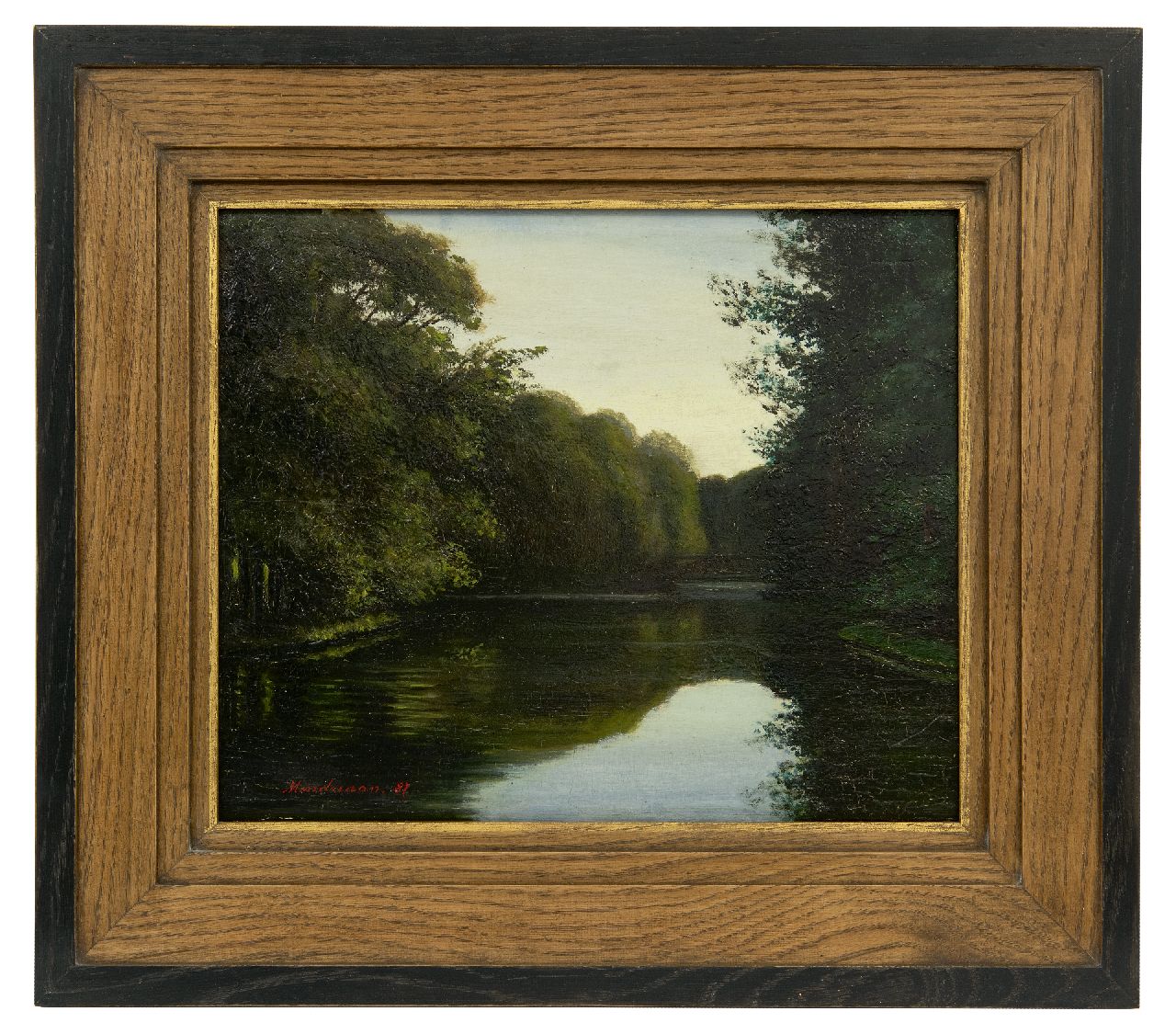 Mondriaan P.C. | Pieter Cornelis 'Piet' Mondriaan, De grote vijvers in het Haagse Bos, olieverf op paneel 24,3 x 29,6 cm, gesigneerd linksonder en gedateerd '87 Mondriaan P.C. | Pieter Cornelis 'Piet' Mondriaan, De grote vijvers in het Haagse Bos, olieverf op paneel 24,3 x 29,6 cm, gesigneerd linksonder en gedateerd '87