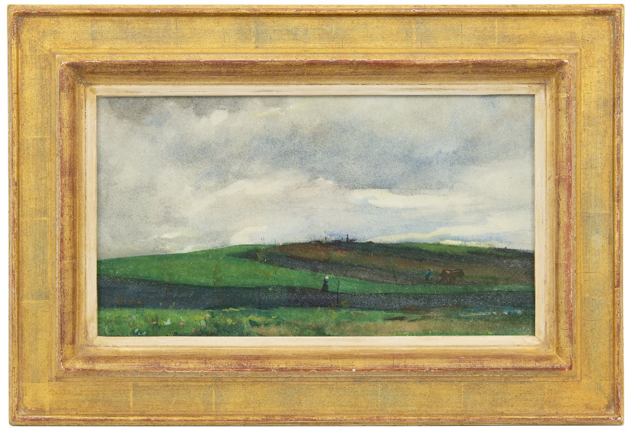Arntzenius P.F.N.J.  | Pieter Florentius Nicolaas Jacobus 'Floris' Arntzenius | Aquarellen en tekeningen te koop aangeboden | Landschap bij buiïg weer, houtskool en aquarel op papier 23,0 x 41,5 cm, gesigneerd linksonder met resten van signatuur