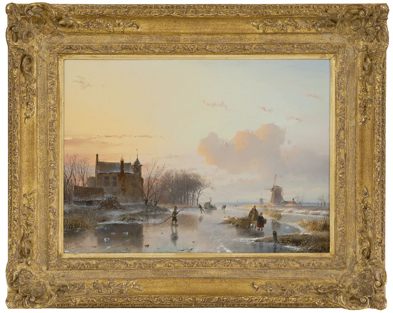 Schelfhout A. | Andreas Schelfhout, IJsgezicht met houtsprokkelaars, olieverf op paneel 38,5 x 49,8 cm, gesigneerd linksonder en gedateerd 1845 Schelfhout A. | Andreas Schelfhout, IJsgezicht met houtsprokkelaars, olieverf op paneel 38,5 x 49,8 cm, gesigneerd linksonder en gedateerd 1845