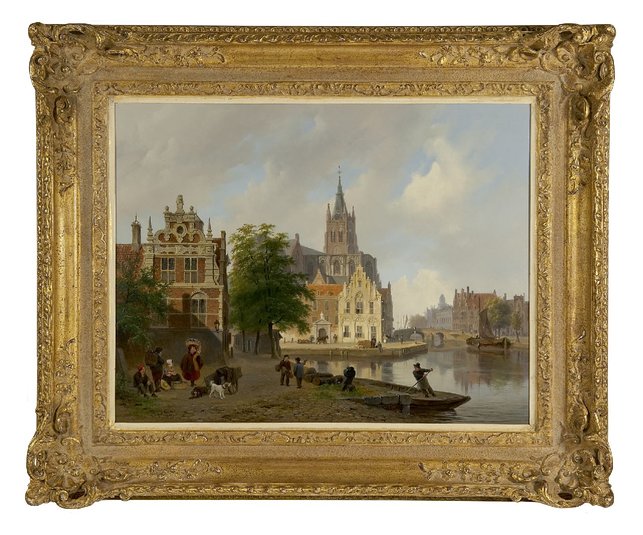 Hove B.J. van | Bartholomeus Johannes 'Bart' van Hove | Schilderijen te koop aangeboden | Gezicht op de Oude Kerk van Delft, olieverf op paneel 42,4 x 54,9 cm, gesigneerd linksonder en gedateerd 1841
