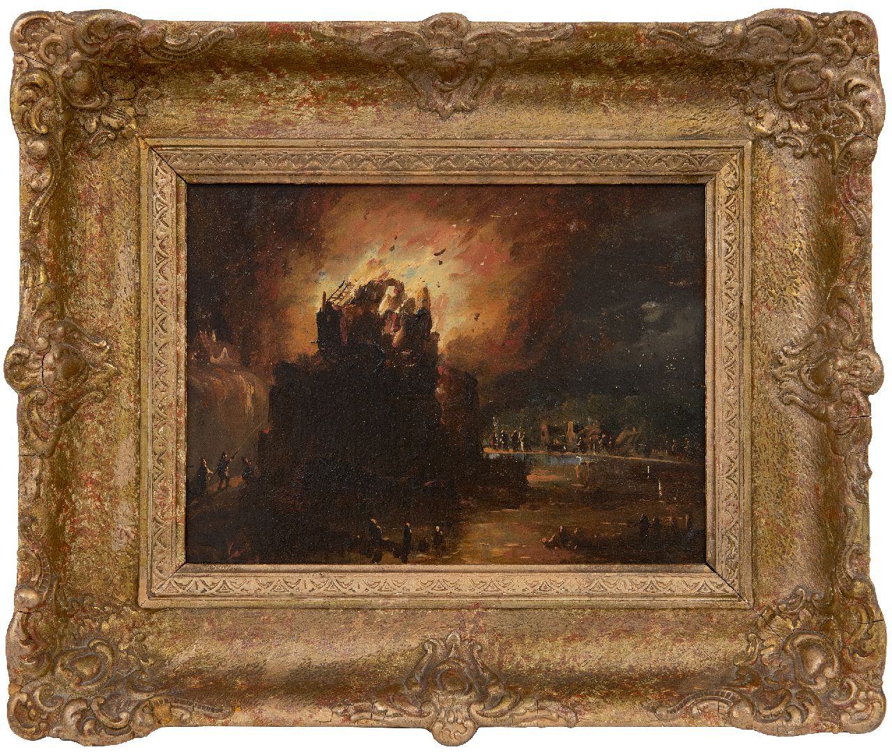 Cate H.G. ten | Hendrik Gerrit ten Cate | Schilderijen te koop aangeboden | De brand, olieverf op paneel 18,6 x 24,2 cm, gesigneerd rechtsonder Cate H.G. ten | Hendrik Gerrit ten Cate | Schilderijen te koop aangeboden | De brand, olieverf op paneel 18,6 x 24,2 cm, gesigneerd rechtsonder