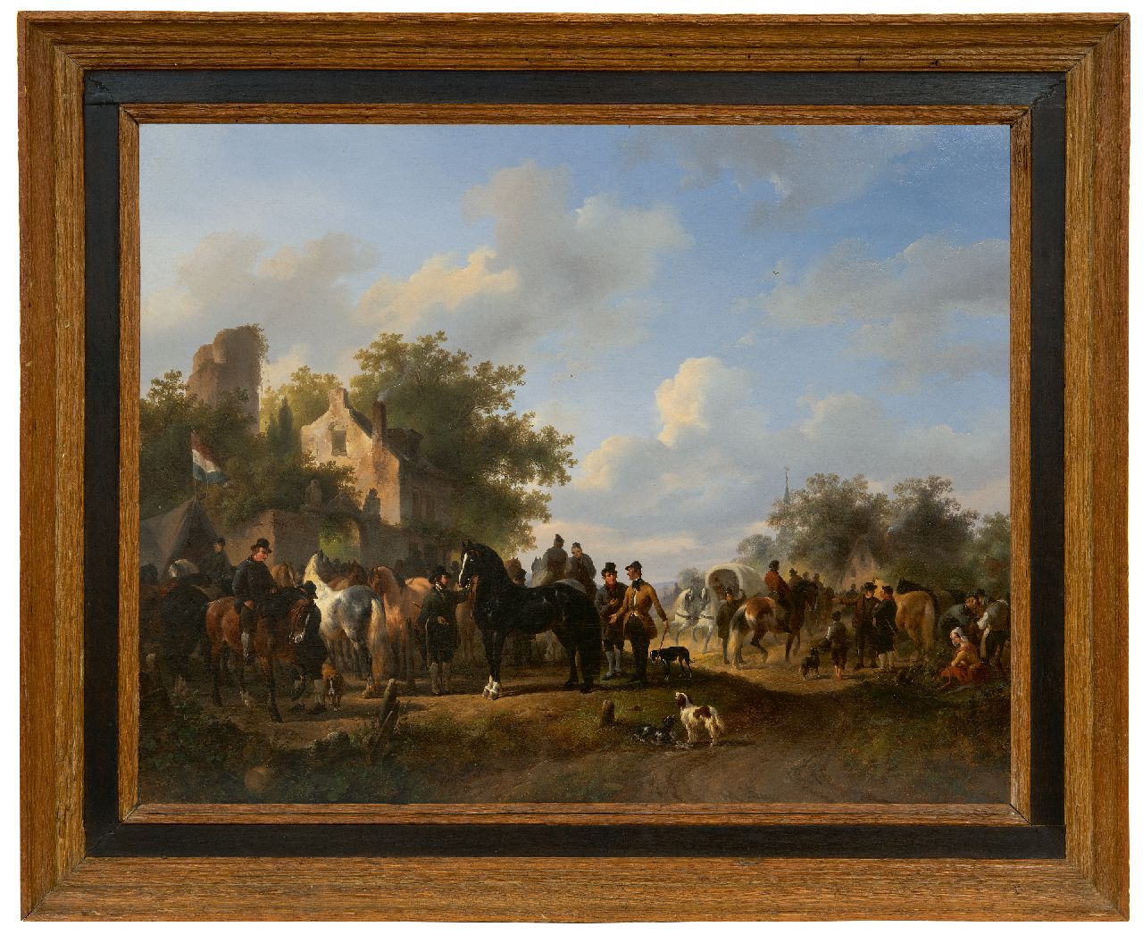 Verschuur W. | Wouterus Verschuur, Paardenmarkt, olieverf op doek 57,3 x 72,8 cm, gesigneerd middenonder Verschuur W. | Wouterus Verschuur, Paardenmarkt, olieverf op doek 57,3 x 72,8 cm, gesigneerd middenonder