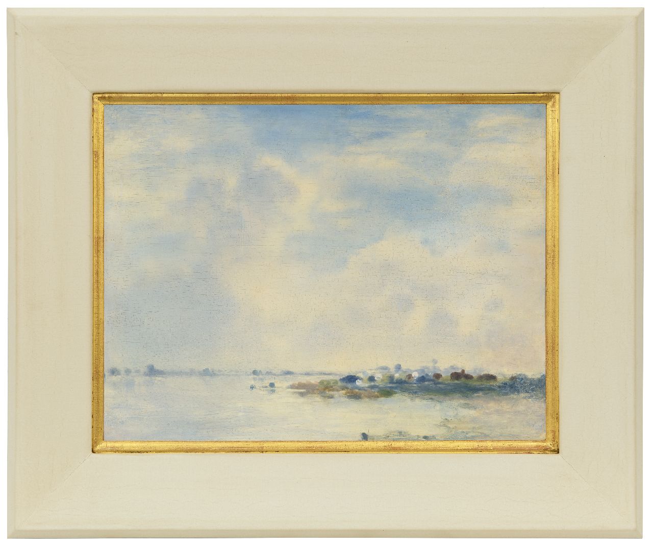 Voerman sr. J. | Jan Voerman sr., Vroege ochtend aan de IJssel, olieverf op paneel 31,1 x 41,0 cm Voerman sr. J. | Jan Voerman sr., Vroege ochtend aan de IJssel, olieverf op paneel 31,1 x 41,0 cm
