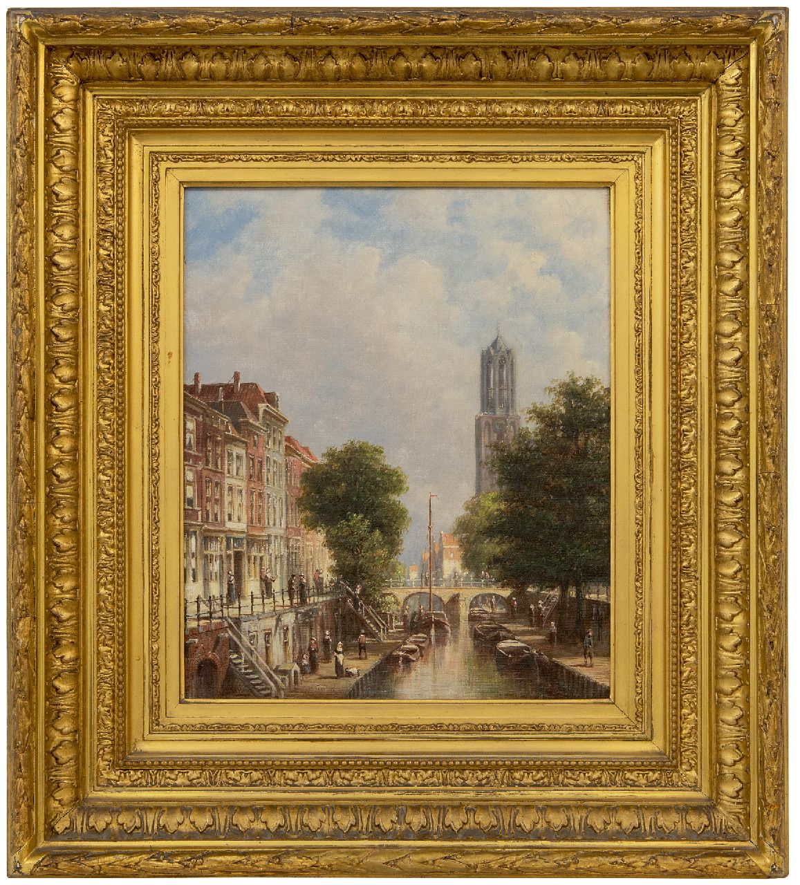 Vertin P.G. | Petrus Gerardus Vertin, Stadsgezicht met de Domtoren van Utrecht, olieverf op doek 34,1 x 28,6 cm, gesigneerd linksonder Vertin P.G. | Petrus Gerardus Vertin, Stadsgezicht met de Domtoren van Utrecht, olieverf op doek 34,1 x 28,6 cm, gesigneerd linksonder
