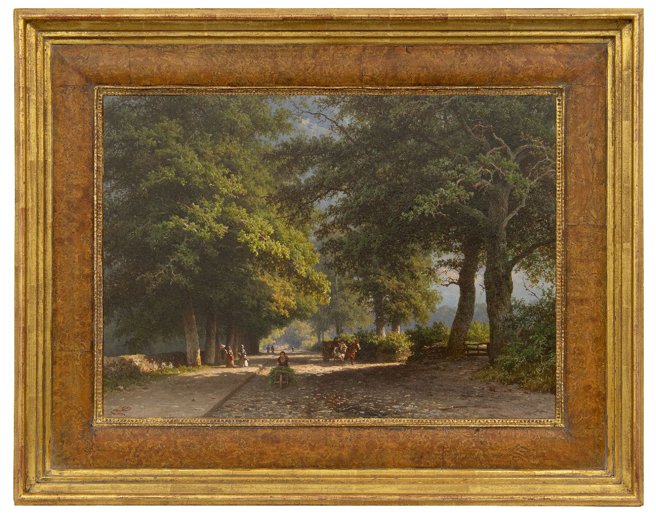 Roth G.A. | George Andries Roth, Bomenlaan met wandelaars, olieverf op paneel 40,4 x 57,3 cm, gesigneerd linksonder Roth G.A. | George Andries Roth, Bomenlaan met wandelaars, olieverf op paneel 40,4 x 57,3 cm, gesigneerd linksonder