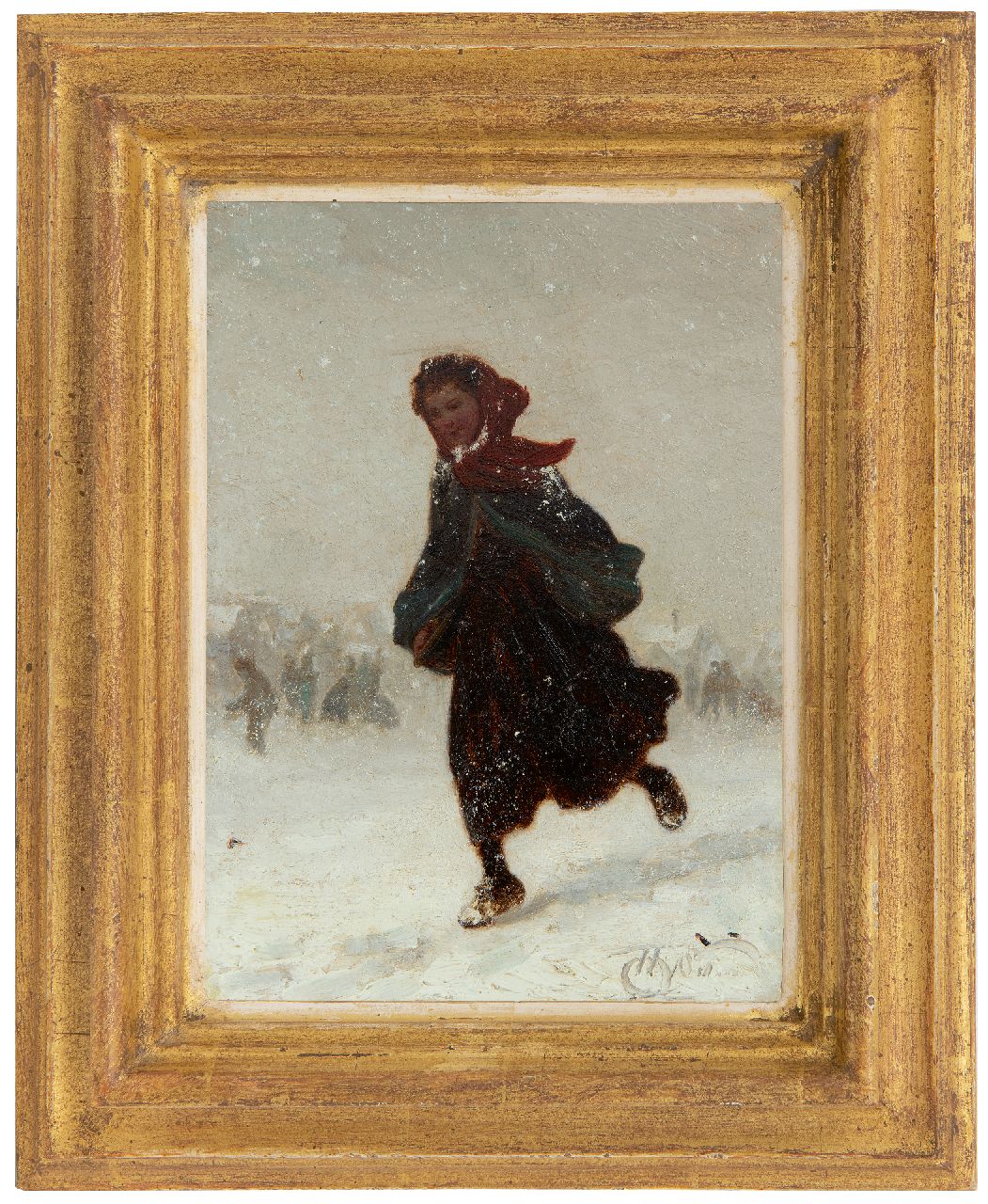 Seben H. van | Henri van Seben, Naar huis door de sneeuw, olieverf op paneel 21,9 x 15,9 cm, gesigneerd rechtsonder Seben H. van | Henri van Seben, Naar huis door de sneeuw, olieverf op paneel 21,9 x 15,9 cm, gesigneerd rechtsonder