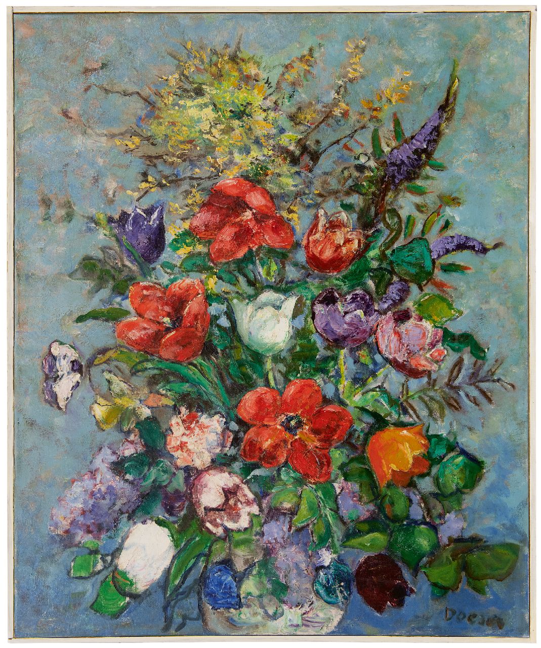 Doeser J.J. | 'Jacobus' Johannes Doeser | Schilderijen te koop aangeboden | Zomerbloemen, olieverf op doek 94,8 x 78,0 cm, gesigneerd rechtsonder Doeser J.J. | 'Jacobus' Johannes Doeser | Schilderijen te koop aangeboden | Zomerbloemen, olieverf op doek 94,8 x 78,0 cm, gesigneerd rechtsonder