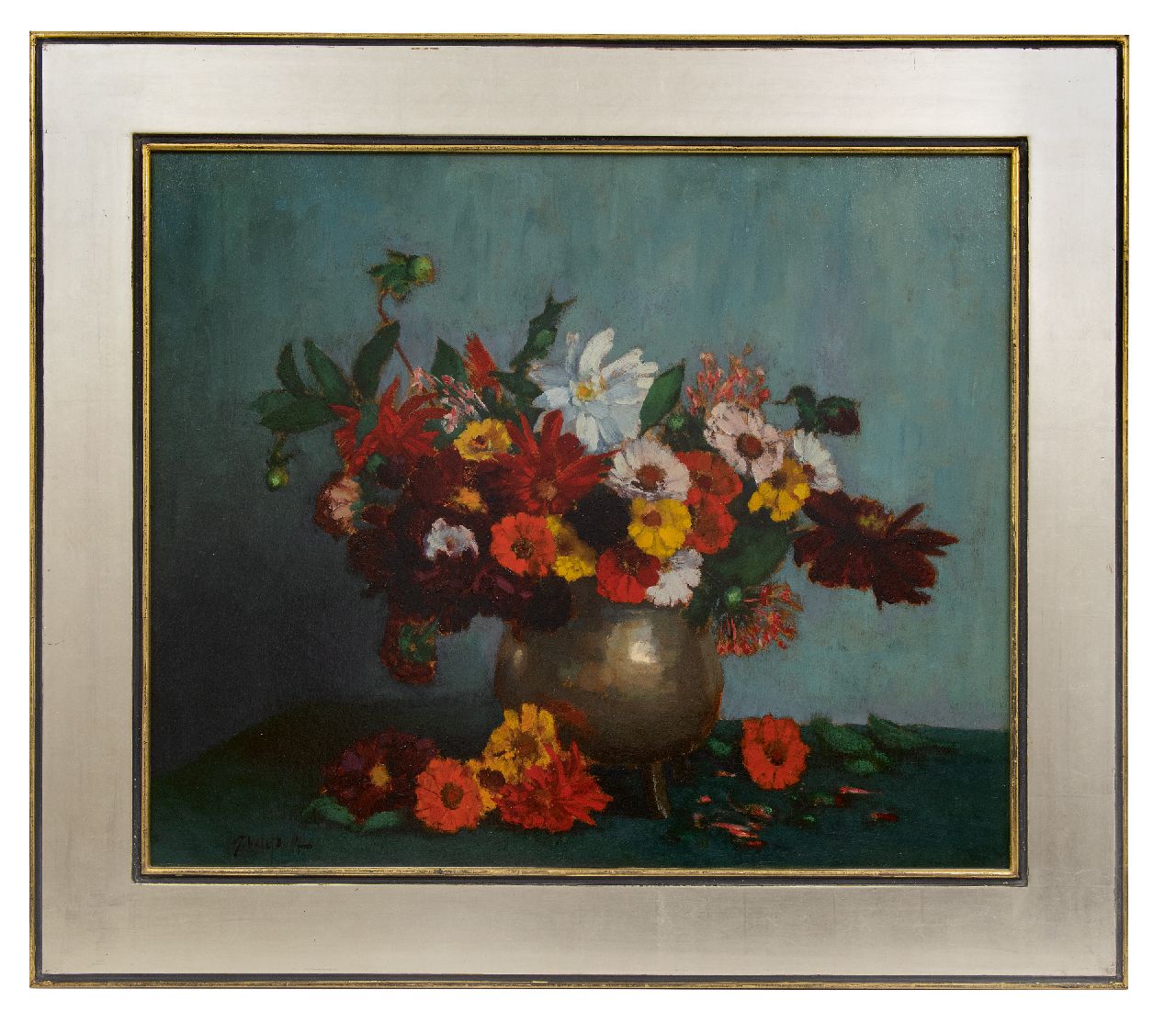 Pelt G.T.M. van | Godefridus Theodorus Maria 'Gottfried' van Pelt | Schilderijen te koop aangeboden | Bloemstilleven, olieverf op paneel 82,8 x 75,5 cm, gesigneerd linksonder Pelt G.T.M. van | Godefridus Theodorus Maria 'Gottfried' van Pelt | Schilderijen te koop aangeboden | Bloemstilleven, olieverf op paneel 82,8 x 75,5 cm, gesigneerd linksonder