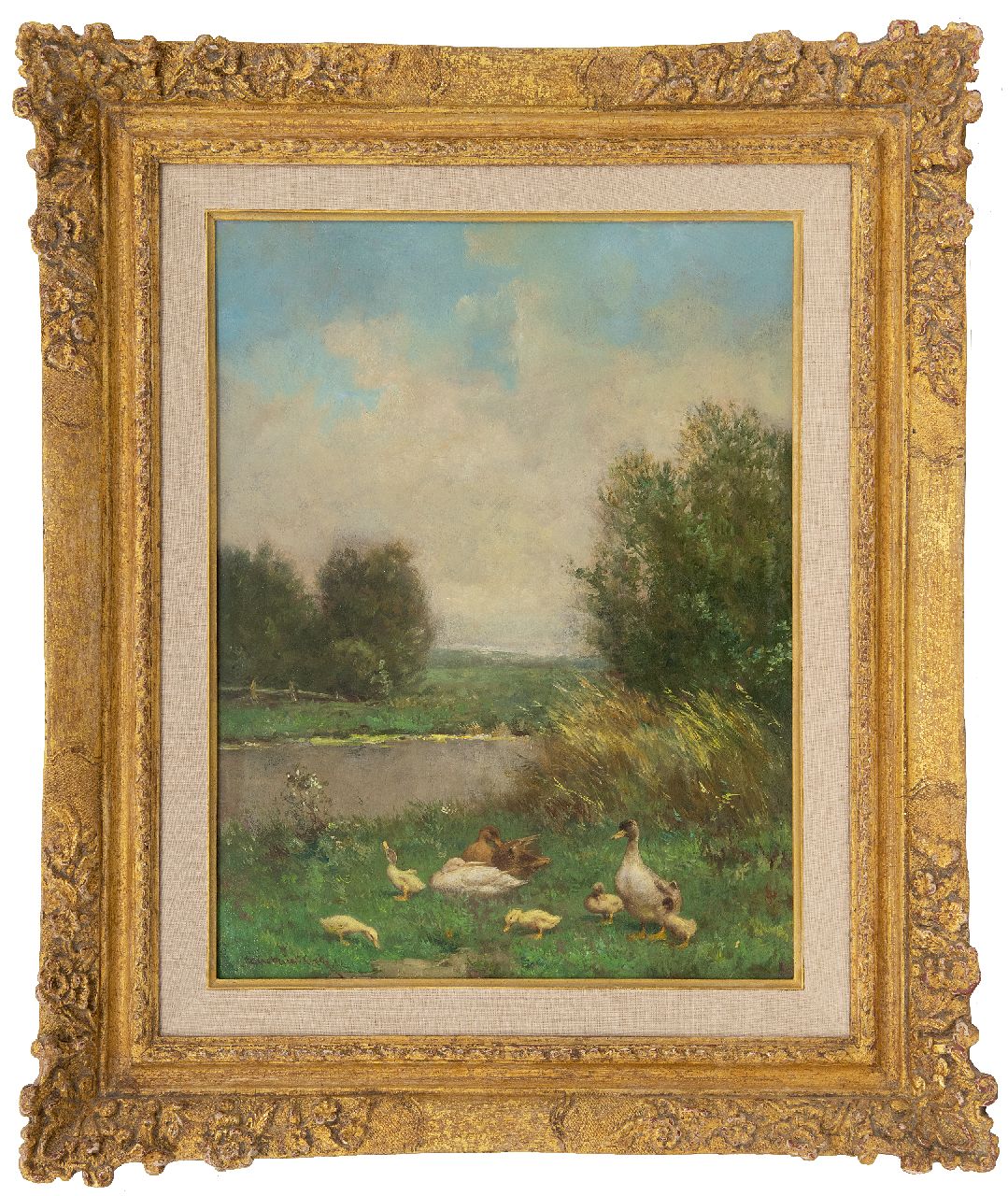 Artz C.D.L. | 'Constant' David Ludovic Artz | Schilderijen te koop aangeboden | Eenden en kuikens bij een sloot, olieverf op paneel 39,9 x 30,1 cm, gesigneerd linksonder Artz C.D.L. | 'Constant' David Ludovic Artz | Schilderijen te koop aangeboden | Eenden en kuikens bij een sloot, olieverf op paneel 39,9 x 30,1 cm, gesigneerd linksonder