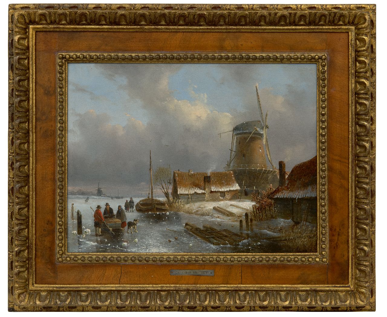 Leickert C.H.J. | 'Charles' Henri Joseph Leickert | Schilderijen te koop aangeboden | Hollands winterlandschap met goederenslee en figuren op het ijs, olieverf op paneel 24,4 x 32,5 cm, gesigneerd rechtsonder Leickert C.H.J. | 'Charles' Henri Joseph Leickert | Schilderijen te koop aangeboden | Hollands winterlandschap met goederenslee en figuren op het ijs, olieverf op paneel 24,4 x 32,5 cm, gesigneerd rechtsonder
