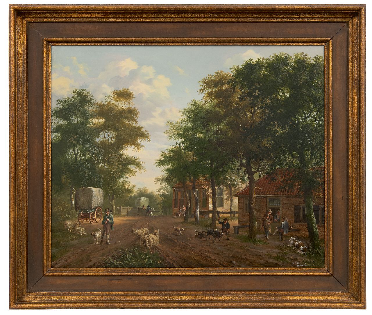 Renard F.T. | Fredericus Theodorus Renard | Schilderijen te koop aangeboden | Landelijke bedrijvigheid in een dorp, olieverf op paneel 52,1 x 63,4 cm, gesigneerd rechtsonder Renard F.T. | Fredericus Theodorus Renard | Schilderijen te koop aangeboden | Landelijke bedrijvigheid in een dorp, olieverf op paneel 52,1 x 63,4 cm, gesigneerd rechtsonder