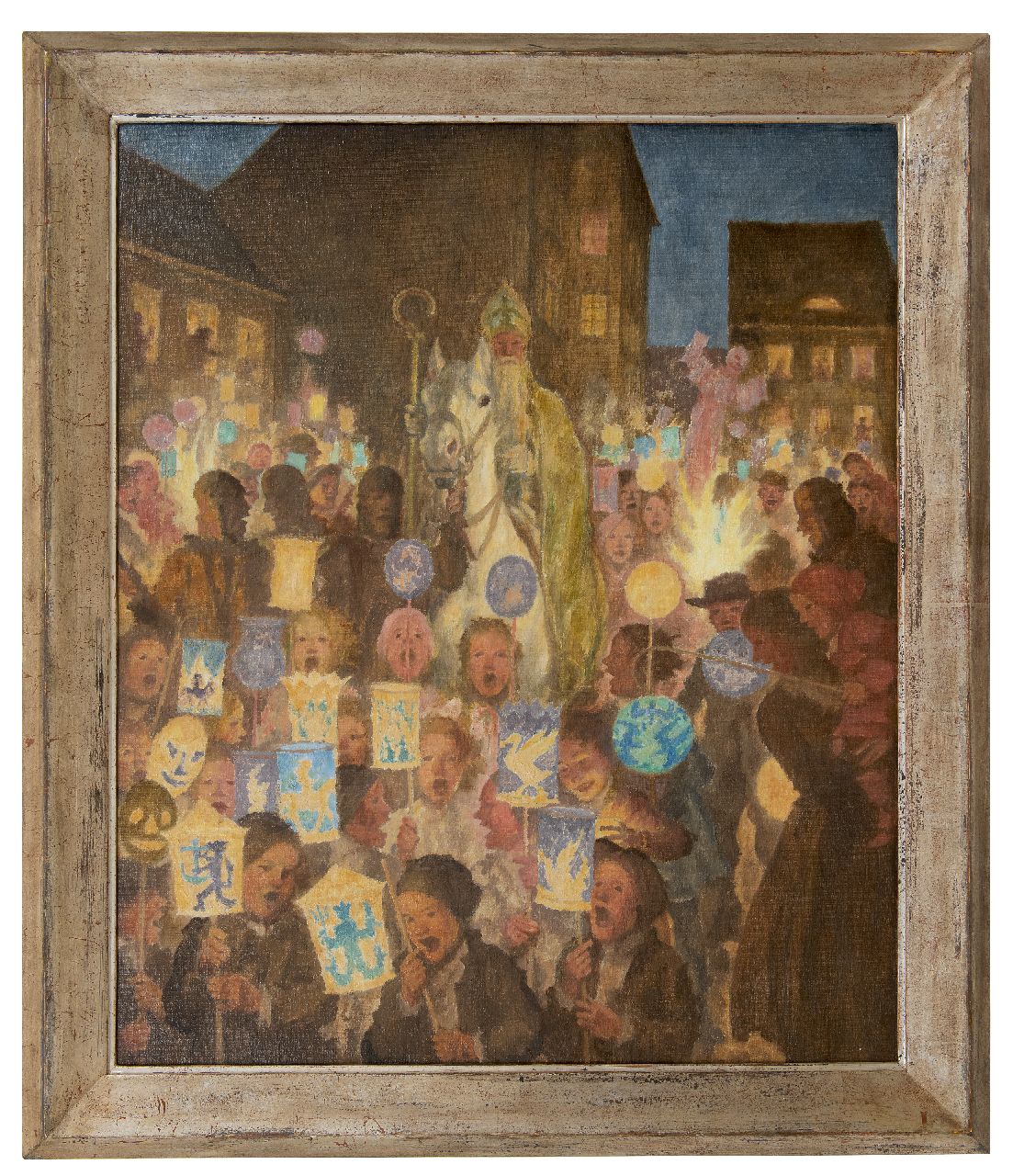 Münzer A.F.T. | Adolph Franz Theodor 'Adolf' Münzer | Schilderijen te koop aangeboden | Sint-Maarten optocht 1934, olieverf op doek 80,8 x 66,0 cm, gesigneerd verso en verso gedateerd 1934 Münzer A.F.T. | Adolph Franz Theodor 'Adolf' Münzer | Schilderijen te koop aangeboden | Sint-Maarten optocht 1934, olieverf op doek 80,8 x 66,0 cm, gesigneerd verso en verso gedateerd 1934