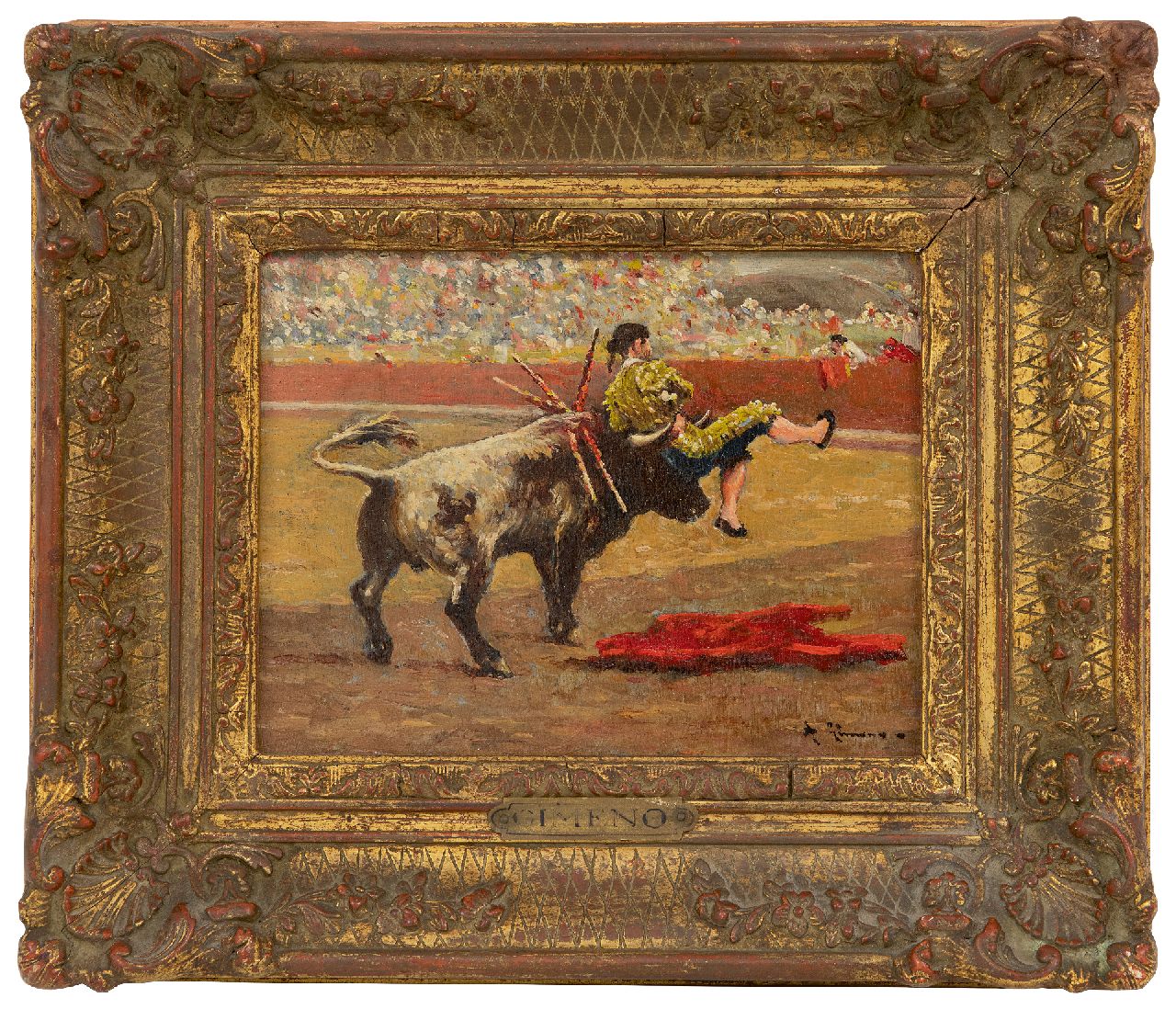 Gimeno A. | Andrés Gimeno | Schilderijen te koop aangeboden | Het Stierengevecht, olieverf op paneel 14,2 x 18,1 cm, gesigneerd rechtsonder Gimeno A. | Andrés Gimeno | Schilderijen te koop aangeboden | Het Stierengevecht, olieverf op paneel 14,2 x 18,1 cm, gesigneerd rechtsonder