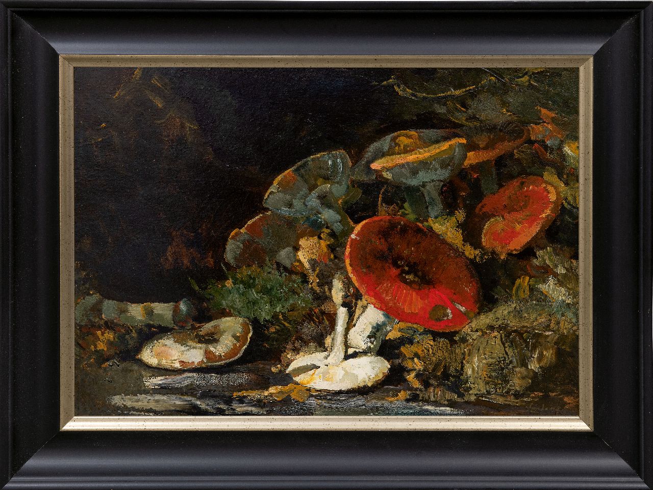 Goedvriend Th.F. | Theodoor Franciscus 'Theo' Goedvriend | Schilderijen te koop aangeboden | Stilleven van paddestoelen, olieverf op board 45,0 x 62,5 cm, gesigneerd rechtsonder Goedvriend Th.F. | Theodoor Franciscus 'Theo' Goedvriend | Schilderijen te koop aangeboden | Stilleven van paddestoelen, olieverf op board 45,0 x 62,5 cm, gesigneerd rechtsonder