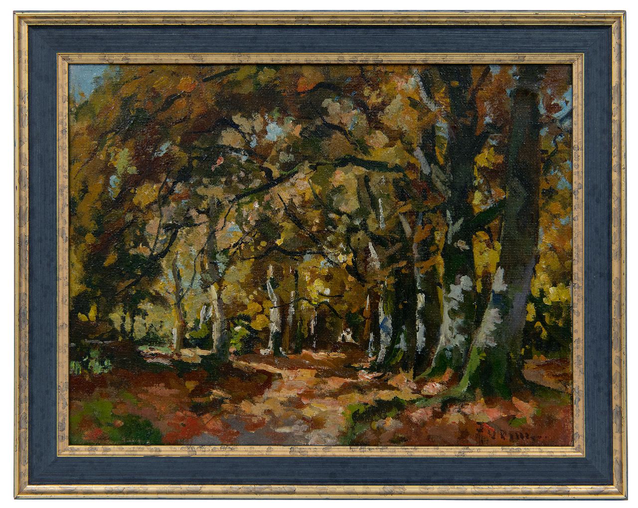 Vuuren J. van | Jan van Vuuren, Herfstbos, olieverf op doek 19,2 x 25,2 cm, gesigneerd rechtsonder Vuuren J. van | Jan van Vuuren, Herfstbos, olieverf op doek 19,2 x 25,2 cm, gesigneerd rechtsonder