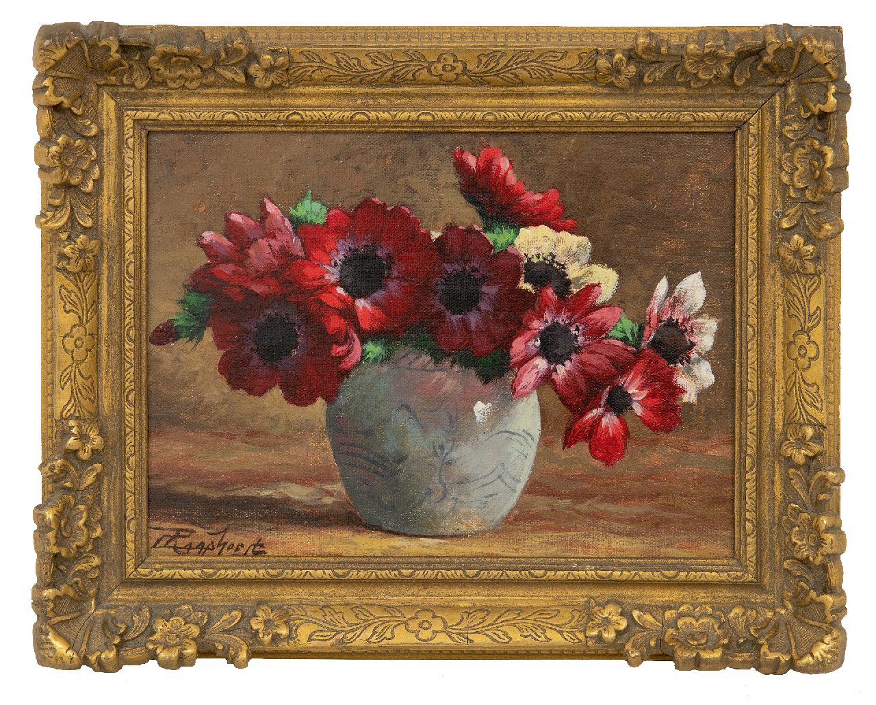 Raaphorst C.  | Cornelis Raaphorst, Anemonen in gemberpot, olieverf op doek op paneel 18,5 x 24,6 cm, gesigneerd linksonder