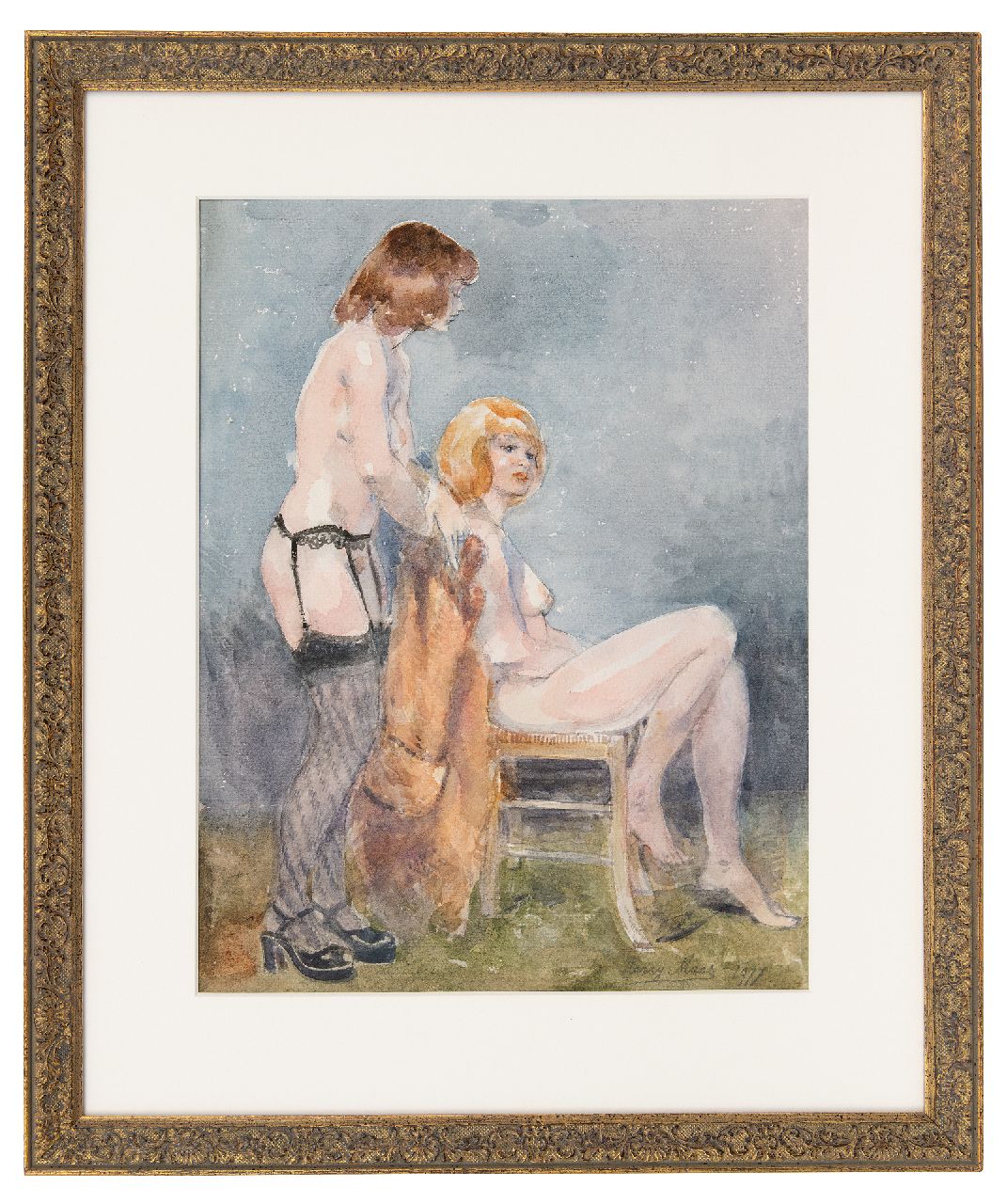 Maas H.F.H. | Henri Frans Hubert 'Harry' Maas | Aquarellen en tekeningen te koop aangeboden | Staand en zittend naakt, aquarel op papier 51,7 x 38,8 cm, gesigneerd rechtsonder en gedateerd 1977 Maas H.F.H. | Henri Frans Hubert 'Harry' Maas | Aquarellen en tekeningen te koop aangeboden | Staand en zittend naakt, aquarel op papier 51,7 x 38,8 cm, gesigneerd rechtsonder en gedateerd 1977