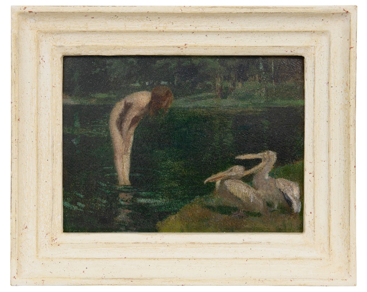 Geffcken W. | Walter Geffcken | Schilderijen te koop aangeboden | Ontmoeting bij het meer, olieverf op board op paneel 20,9 x 28,1 cm, gesigneerd linksonder (vaag) Geffcken W. | Walter Geffcken | Schilderijen te koop aangeboden | Ontmoeting bij het meer, olieverf op board op paneel 20,9 x 28,1 cm, gesigneerd linksonder (vaag)