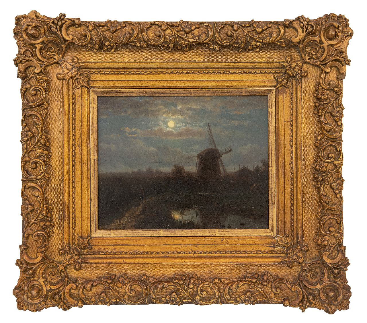 Immerzeel C. | Christiaan Immerzeel | Schilderijen te koop aangeboden | Maanverlicht landschap met molen, olieverf op paneel 21,0 x 26,0 cm Immerzeel C. | Christiaan Immerzeel | Schilderijen te koop aangeboden | Maanverlicht landschap met molen, olieverf op paneel 21,0 x 26,0 cm