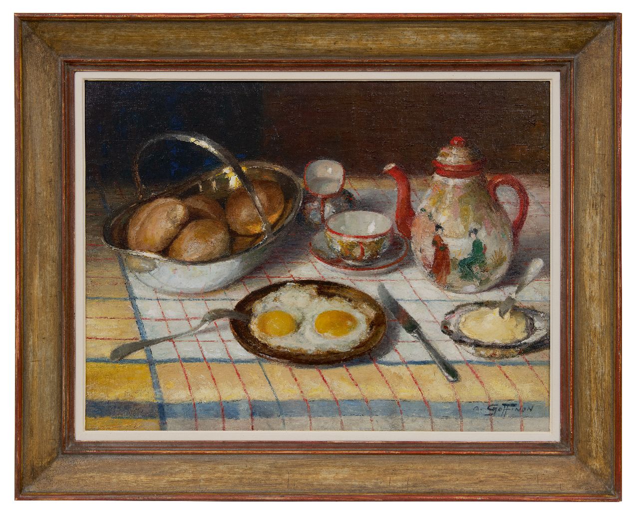 Goffinon A.  | Aristide Goffinon, Ontbijtstilleven, olieverf op doek 45,3 x 60,3 cm, gesigneerd rechtsonder