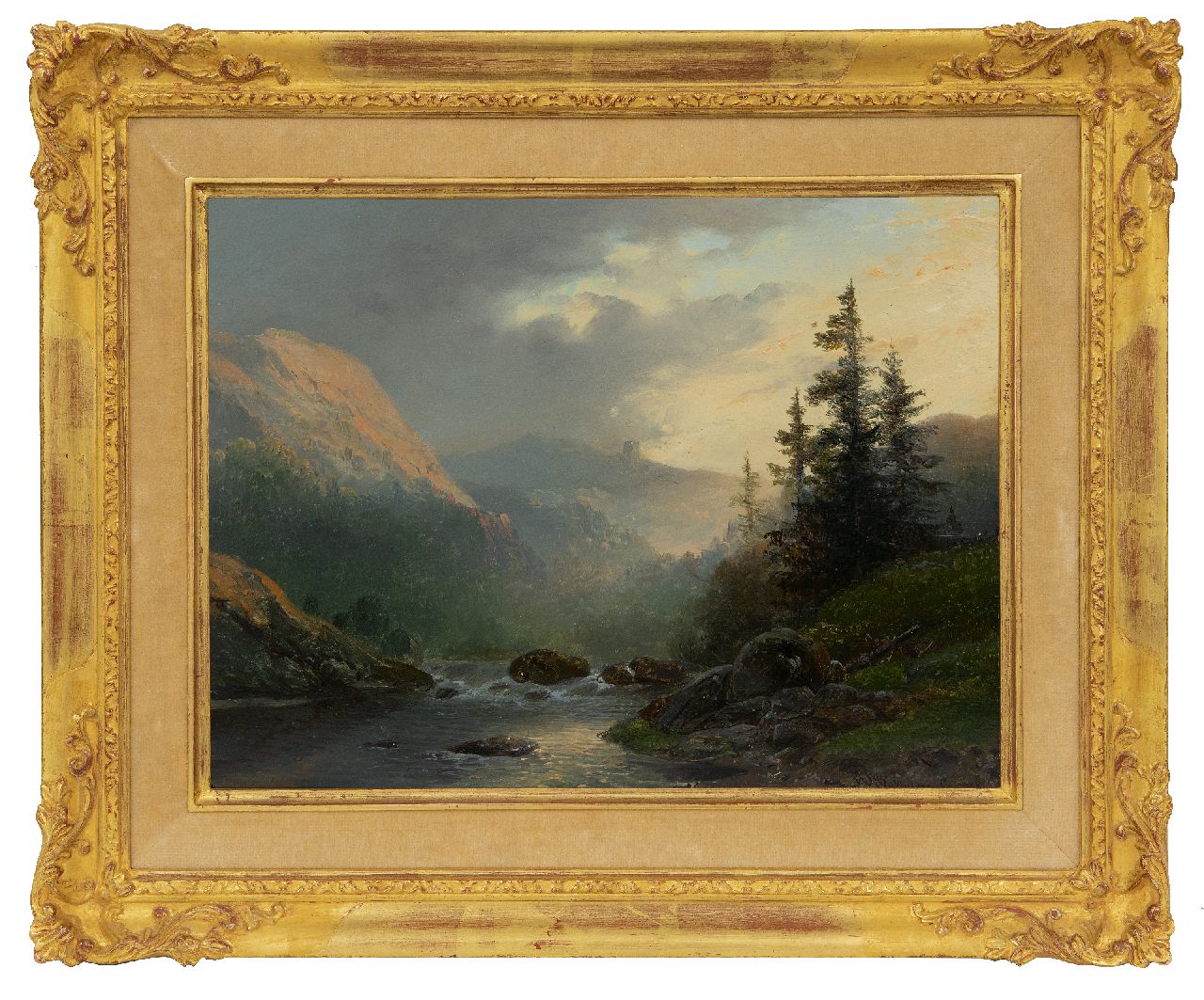 Sande Bakhuyzen H. van de | Hendrikus van de Sande Bakhuyzen, Woest berglandschap met ruïne, olieverf op paneel 22,8 x 30,4 cm, gesigneerd rechtsonder en gedateerd '48 Sande Bakhuyzen H. van de | Hendrikus van de Sande Bakhuyzen, Woest berglandschap met ruïne, olieverf op paneel 22,8 x 30,4 cm, gesigneerd rechtsonder en gedateerd '48