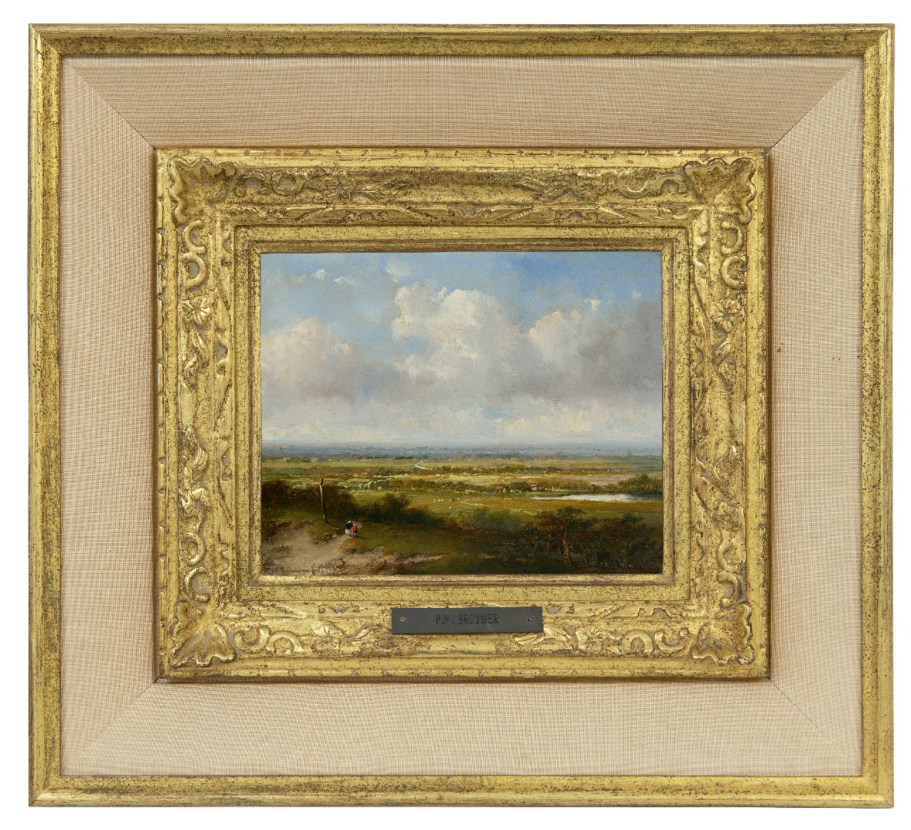 Brouwer P.M. | Petrus Marius Brouwer, Panoramisch zomerlandschap, olieverf op paneel 13,7 x 16,5 cm, gesigneerd linksonder Brouwer P.M. | Petrus Marius Brouwer, Panoramisch zomerlandschap, olieverf op paneel 13,7 x 16,5 cm, gesigneerd linksonder
