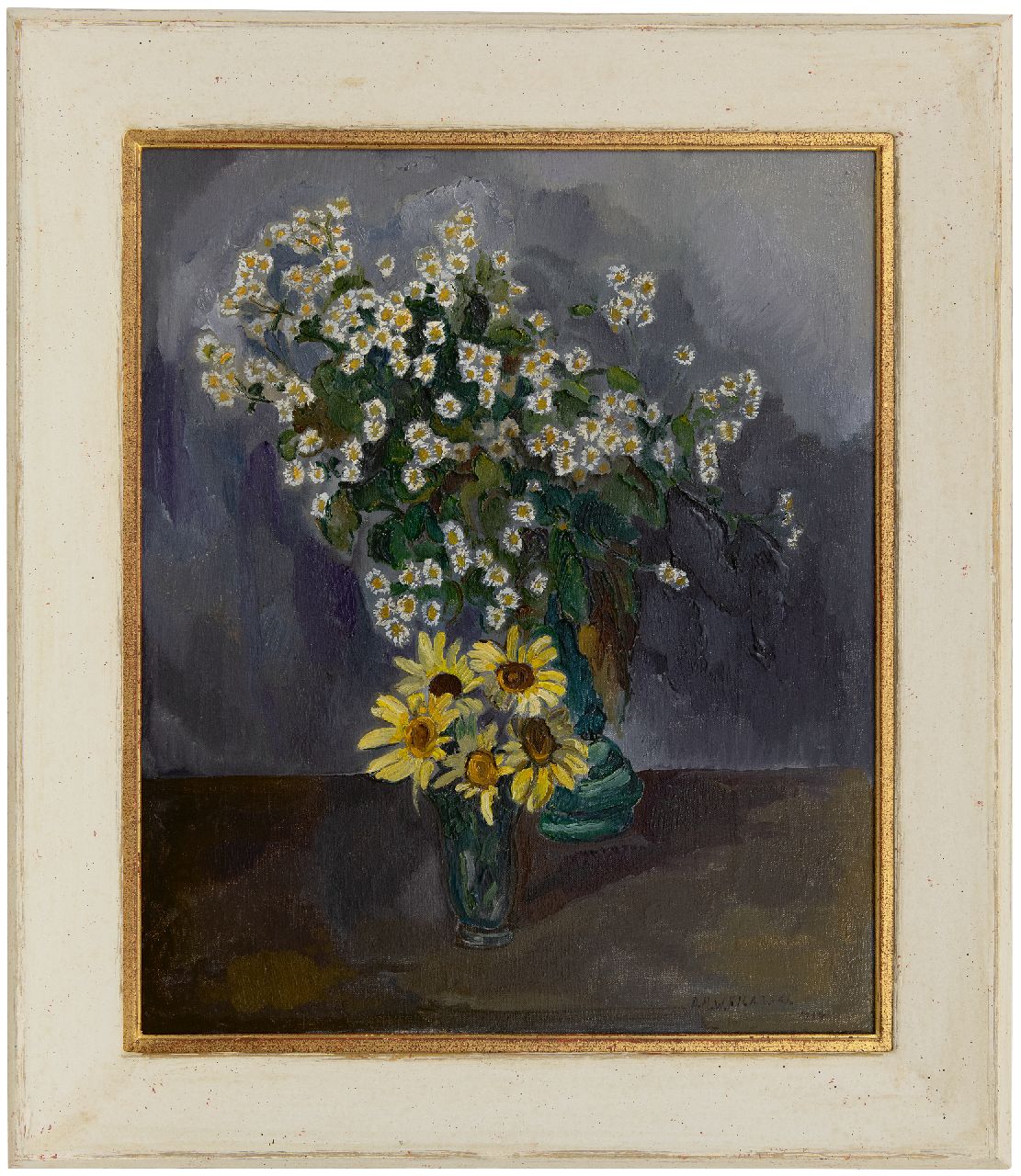 Filarski D.H.W.  | 'Dirk' Herman Willem Filarski | Schilderijen te koop aangeboden | Stilleven met margrieten en zonnebloemen, olieverf op doek 60,2 x 50,3 cm, gesigneerd rechtsonder en gedateerd 1934