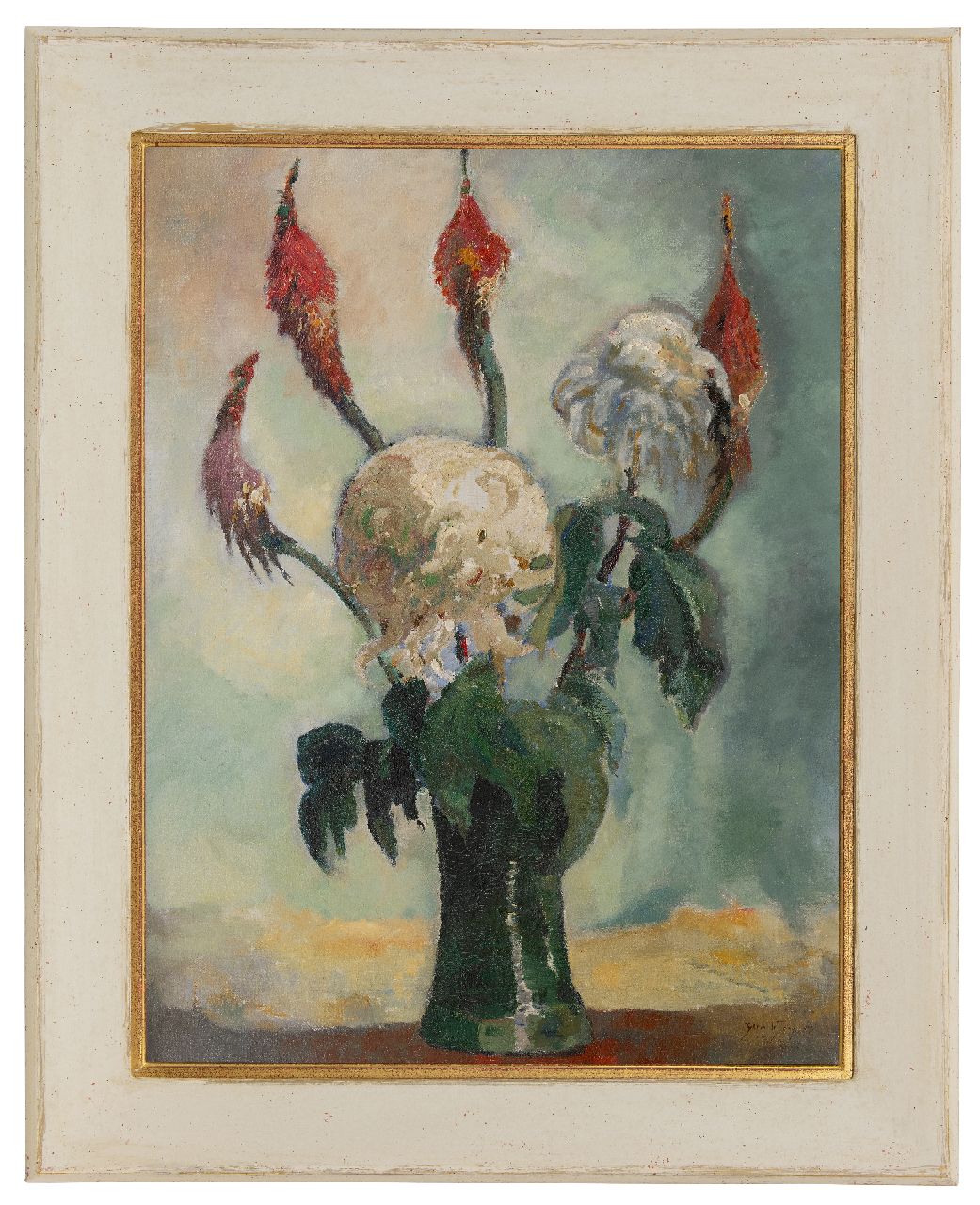Jong G. de | Gerben 'Germ' de Jong | Schilderijen te koop aangeboden | Chrysanten, olieverf op doek 80,4 x 60,4 cm, gesigneerd rechtsonder en gedateerd 1917 Jong G. de | Gerben 'Germ' de Jong | Schilderijen te koop aangeboden | Chrysanten, olieverf op doek 80,4 x 60,4 cm, gesigneerd rechtsonder en gedateerd 1917