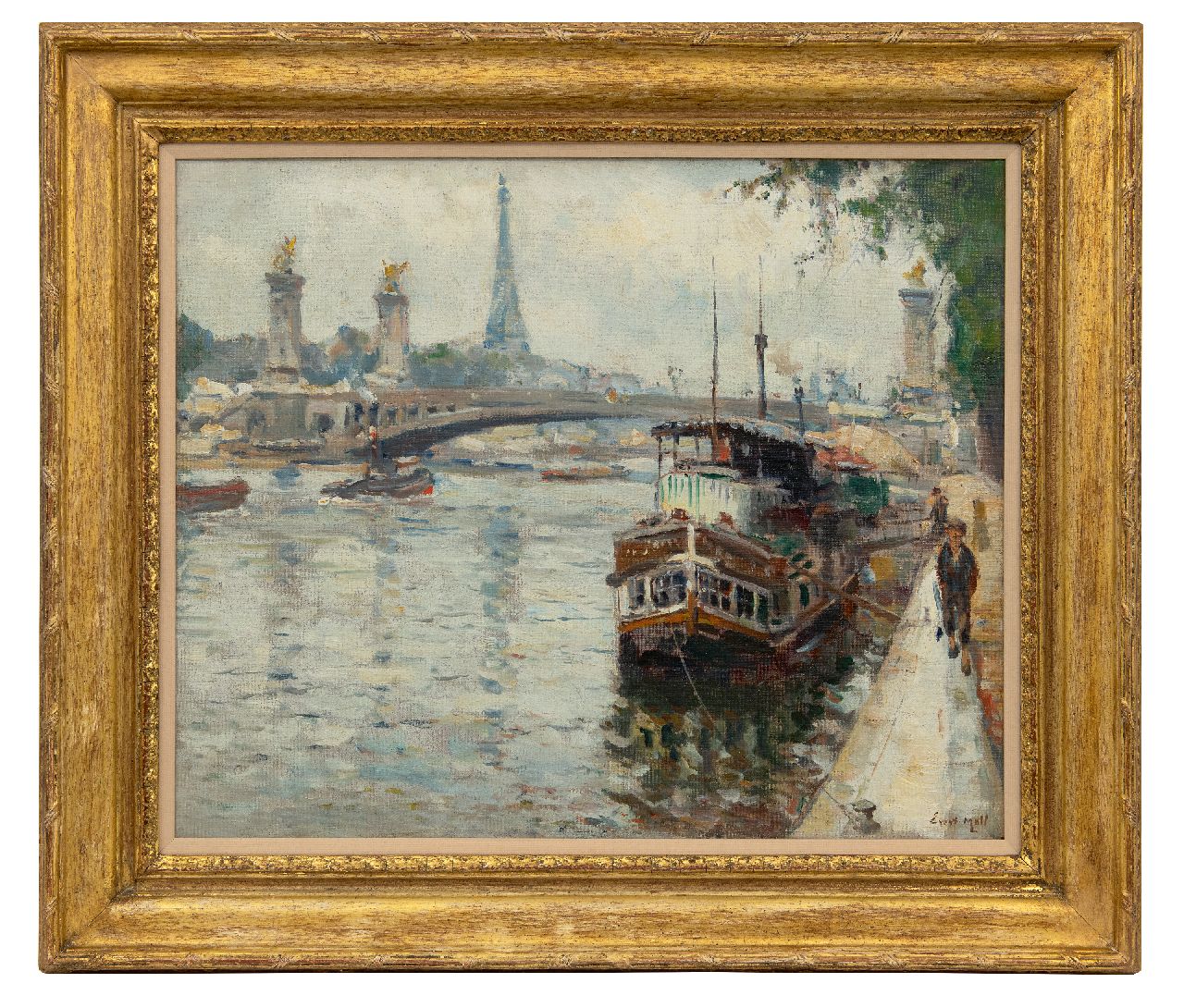 Moll E. | Evert Moll, De Seine bij de Pont Alexandre III in Parijs, olieverf op doek 50,4 x 60,6 cm, gesigneerd rechtsonder en te dateren ca. 1925, zonder lijst Moll E. | Evert Moll, De Seine bij de Pont Alexandre III in Parijs, olieverf op doek 50,4 x 60,6 cm, gesigneerd rechtsonder en te dateren ca. 1925, zonder lijst