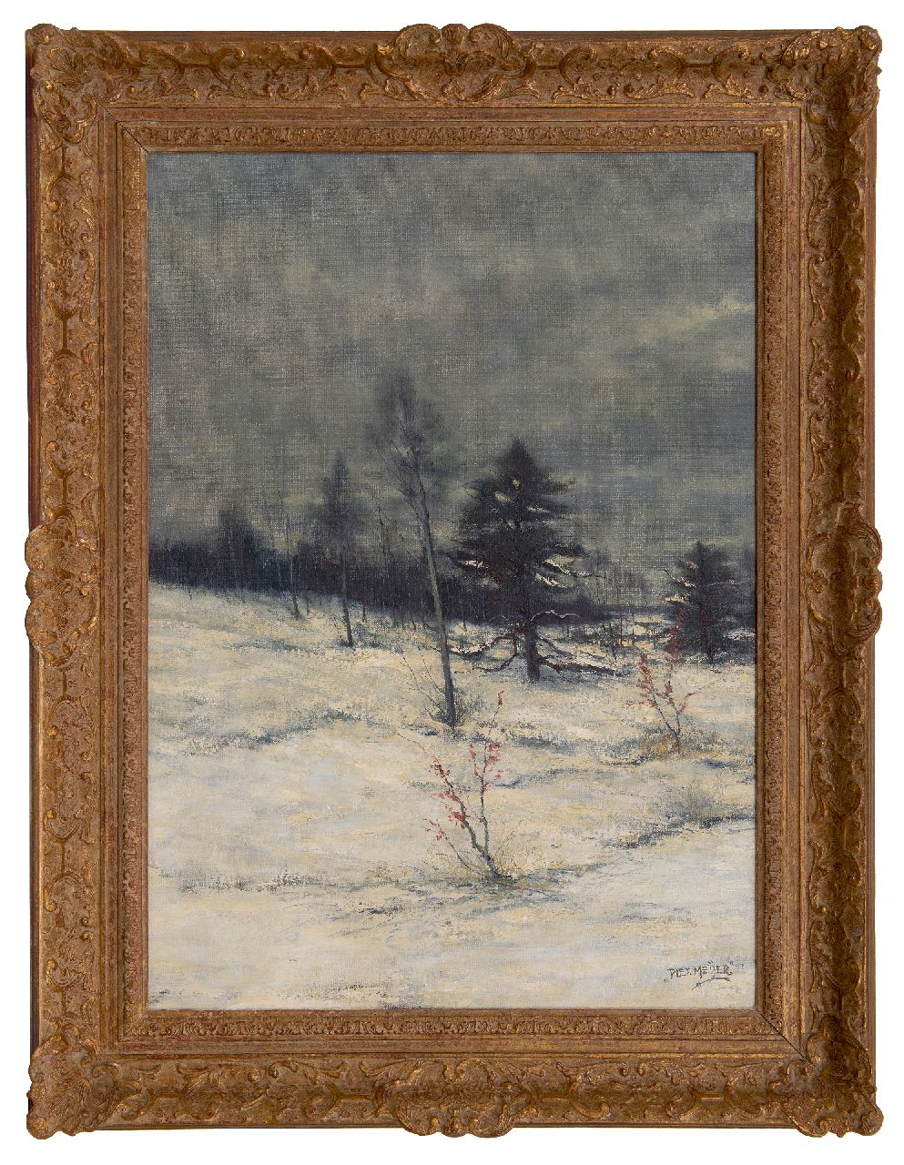Meijer P.  | Piet Meijer, Sneeuwlandschap, olieverf op doek 70,3 x 50,0 cm, gesigneerd rechtsonder