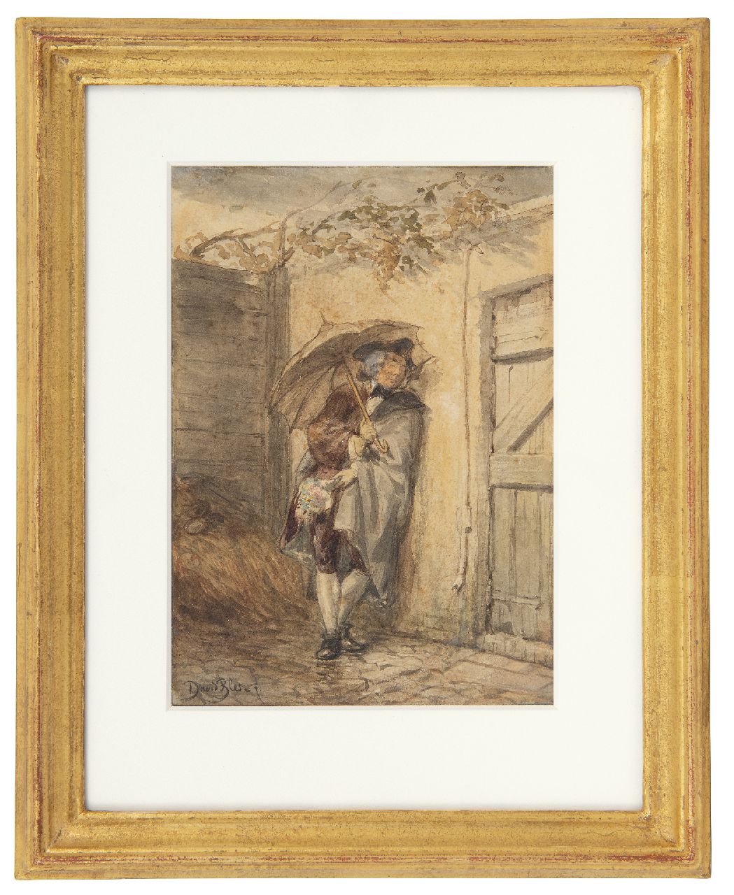 Bles D.J.  | David Joseph Bles | Aquarellen en tekeningen te koop aangeboden | 't Rendez-vous, inkt en aquarel op papier 18,0 x 12,8 cm, gesigneerd linksonder en te dateren ca. 1856