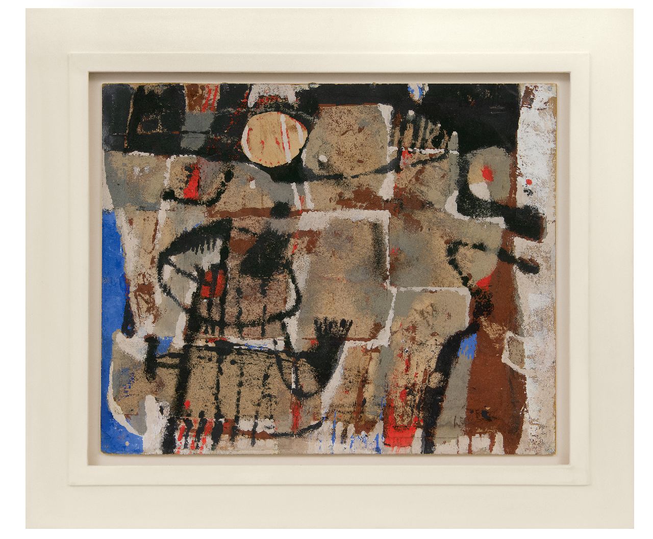Wagemaker A.B. | Adriaan Barend 'Jaap' Wagemaker | te koop aangeboden | Compositie, gemengde techniek en collage op board 40,8 x 50,3 cm, gesigneerd rechtsonder (vaag) en gedateerd '55 (vaag) Wagemaker A.B. | Adriaan Barend 'Jaap' Wagemaker | te koop aangeboden | Compositie, gemengde techniek en collage op board 40,8 x 50,3 cm, gesigneerd rechtsonder (vaag) en gedateerd '55 (vaag)