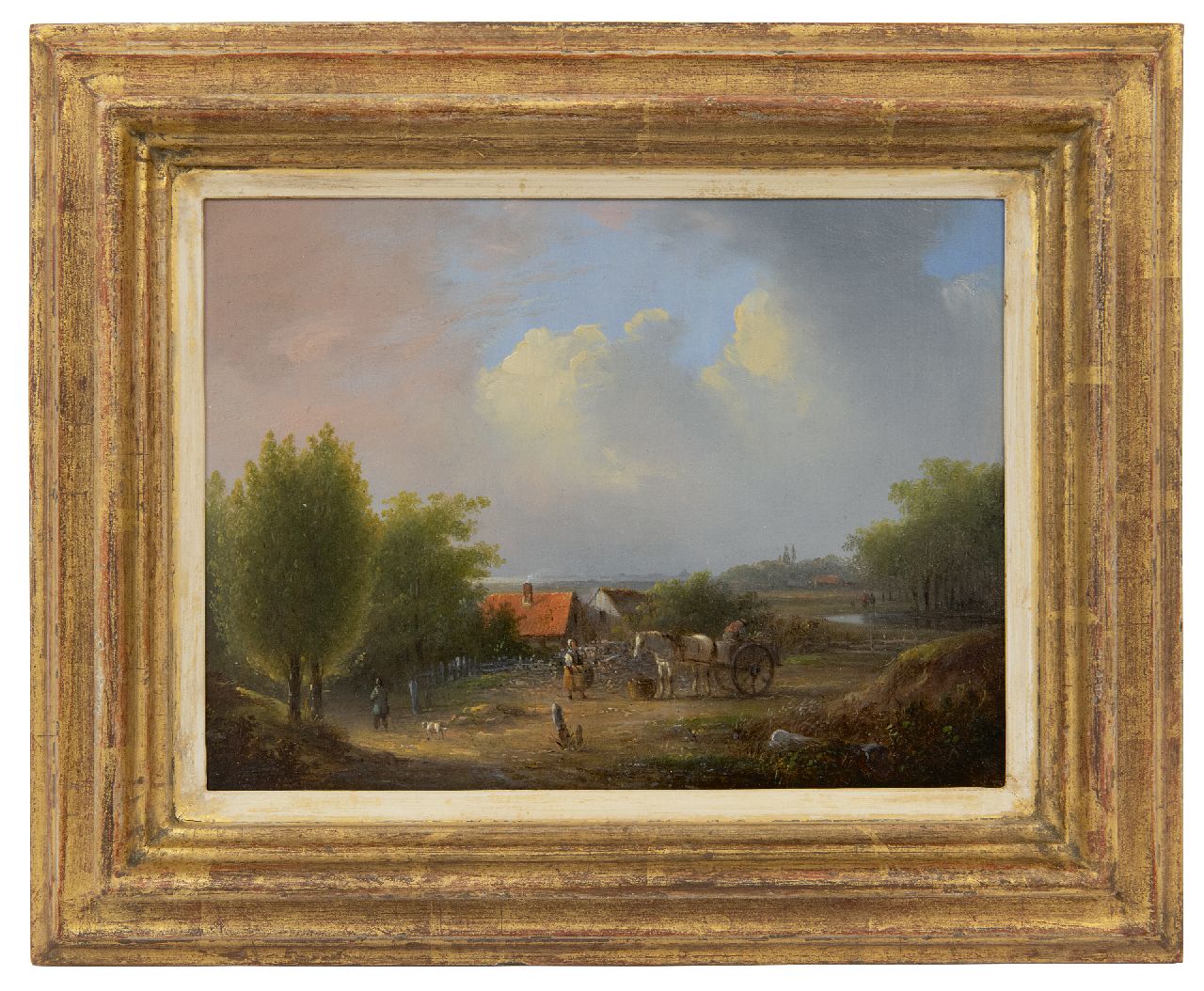 Stok J. van der | Jacobus van der Stok | Schilderijen te koop aangeboden | Weids landschap met boerenvolk, olieverf op paneel 19,3 x 26,0 cm Stok J. van der | Jacobus van der Stok | Schilderijen te koop aangeboden | Weids landschap met boerenvolk, olieverf op paneel 19,3 x 26,0 cm