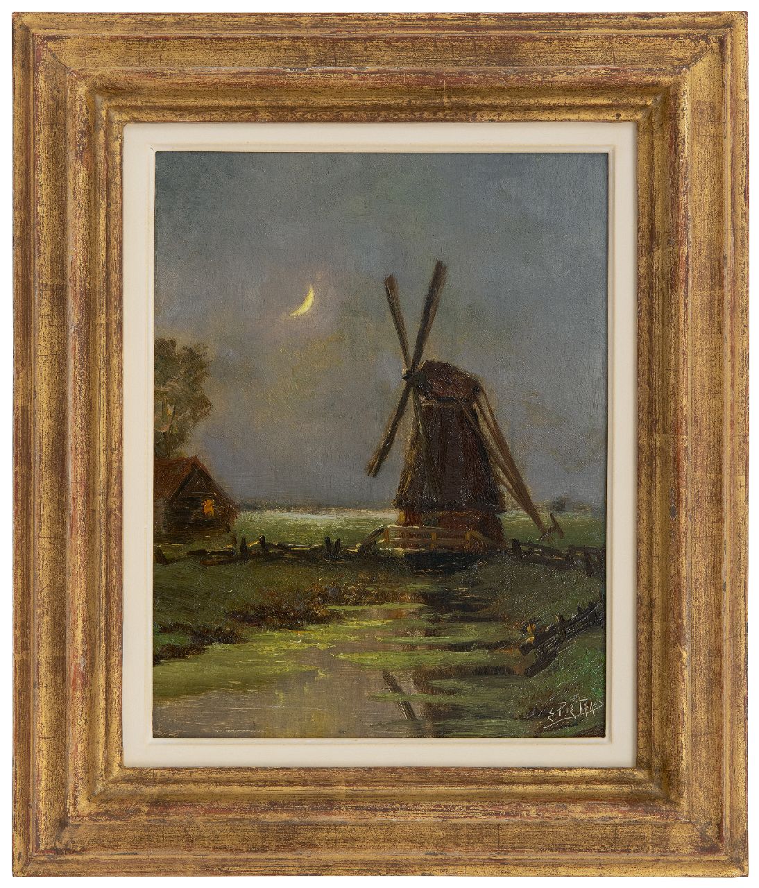 Pieters E. | Evert Pieters | Schilderijen te koop aangeboden | Molen bij nacht, olieverf op paneel 24,6 x 19,0 cm, gesigneerd rechtsonder Pieters E. | Evert Pieters | Schilderijen te koop aangeboden | Molen bij nacht, olieverf op paneel 24,6 x 19,0 cm, gesigneerd rechtsonder