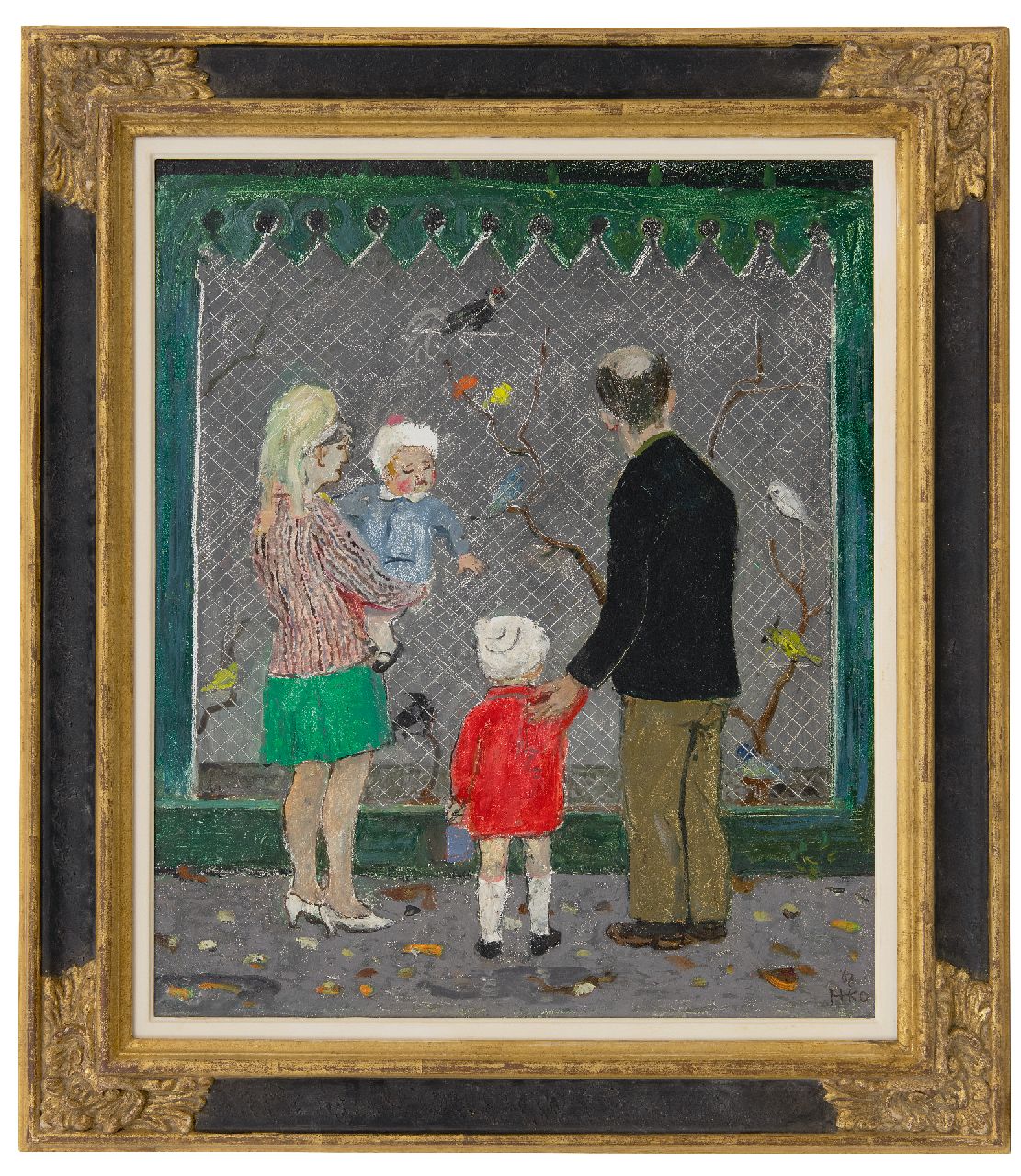 Kamerlingh Onnes H.H. | 'Harm' Henrick Kamerlingh Onnes | Schilderijen te koop aangeboden | Volière, olieverf op board 47,6 x 40,0 cm, gesigneerd rechtsonder met initialen en gedateerd '67 Kamerlingh Onnes H.H. | 'Harm' Henrick Kamerlingh Onnes | Schilderijen te koop aangeboden | Volière, olieverf op board 47,6 x 40,0 cm, gesigneerd rechtsonder met initialen en gedateerd '67
