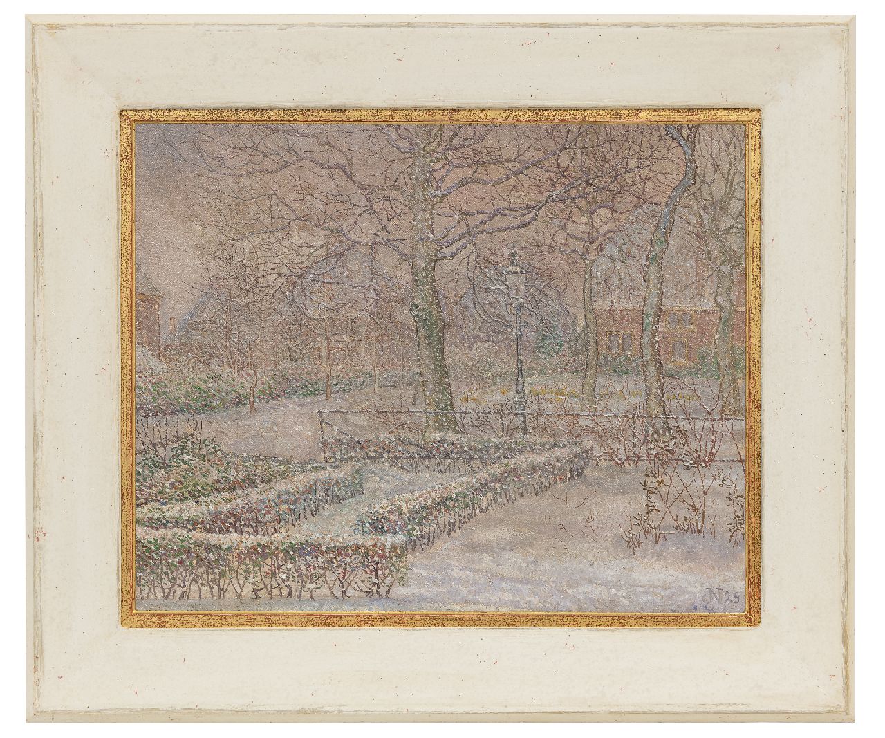 Nieweg J. | Jakob Nieweg, Tuin van de schilder in de sneeuw, Amersfoort, olieverf op doek 40,5 x 50,5 cm, gesigneerd rechtsonder met monogram en gedateerd '29 Nieweg J. | Jakob Nieweg, Tuin van de schilder in de sneeuw, Amersfoort, olieverf op doek 40,5 x 50,5 cm, gesigneerd rechtsonder met monogram en gedateerd '29