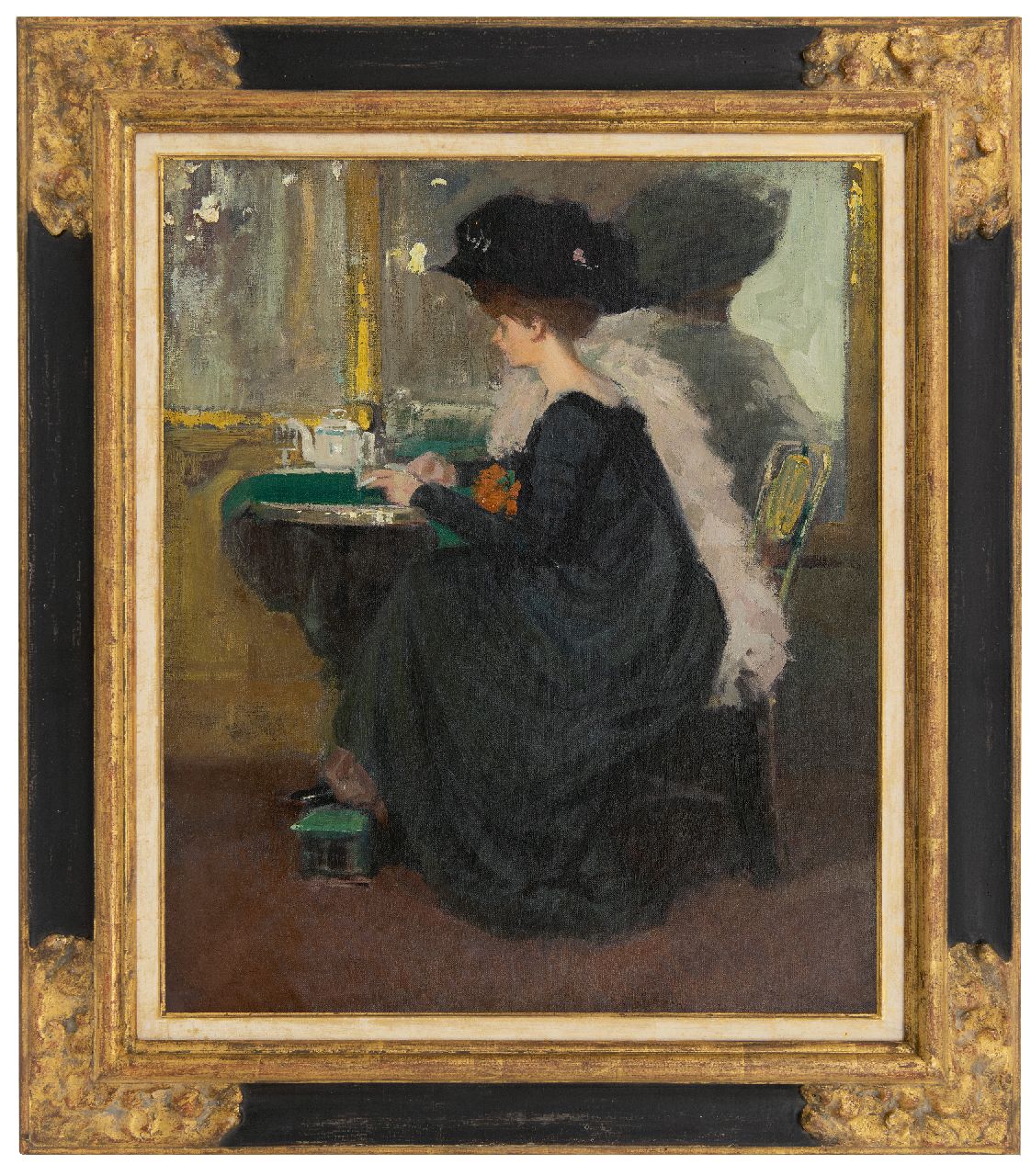 Nissl R. | Rudolf Nissl, Dame in het café, olieverf op doek 54,9 x 46,2 cm Nissl R. | Rudolf Nissl, Dame in het café, olieverf op doek 54,9 x 46,2 cm