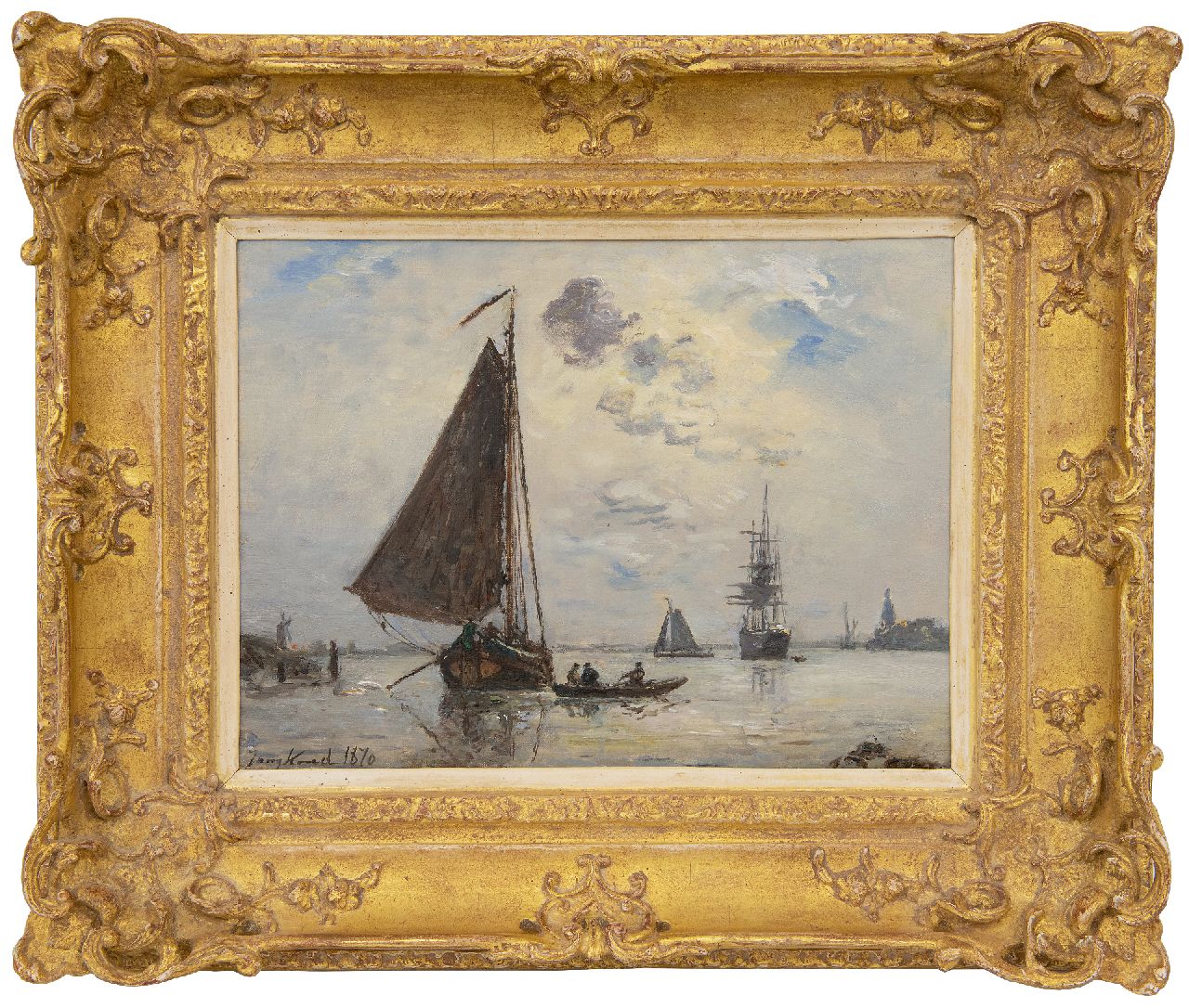 Jongkind J.B. | Johan Barthold Jongkind, Sortie de Port en Hollande, olieverf op doek 24,4 x 32,7 cm, gesigneerd linksonder en gedateerd 1870 Jongkind J.B. | Johan Barthold Jongkind, Sortie de Port en Hollande, olieverf op doek 24,4 x 32,7 cm, gesigneerd linksonder en gedateerd 1870