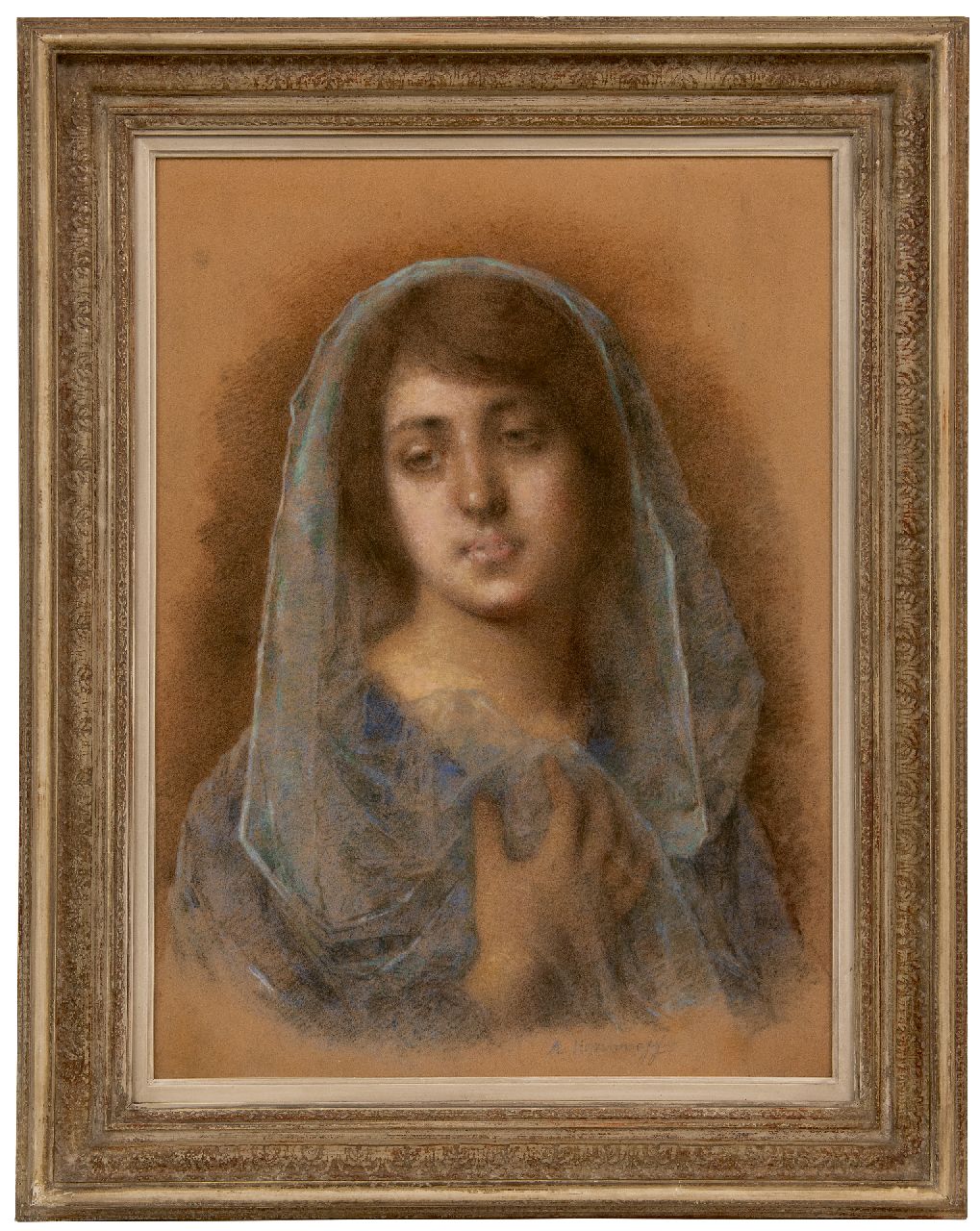Harlamoff A.A.  | Alexei Alexeievich Harlamoff | Aquarellen en tekeningen te koop aangeboden | Portret van een vrouw, pastel op papier 58,5 x 43,5 cm, gesigneerd rechtsonder