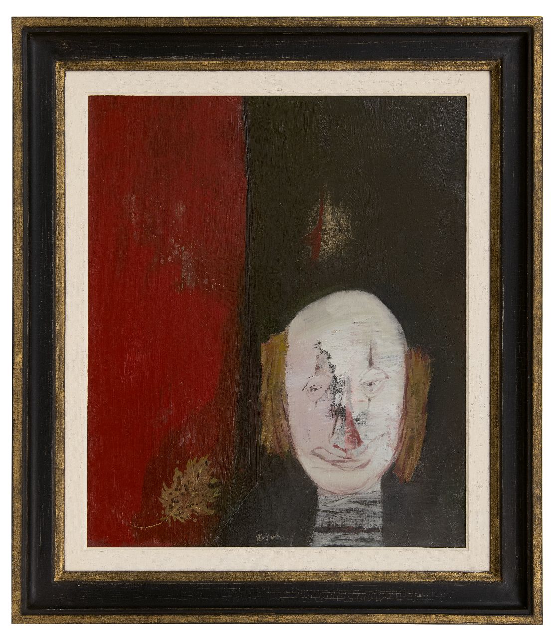 Heel J.J. van | Johannes Jacobus 'Jan' van Heel | Schilderijen te koop aangeboden | Kop clown met herfstblad, olieverf op doek 60,5 x 50,3 cm, gesigneerd middenonder