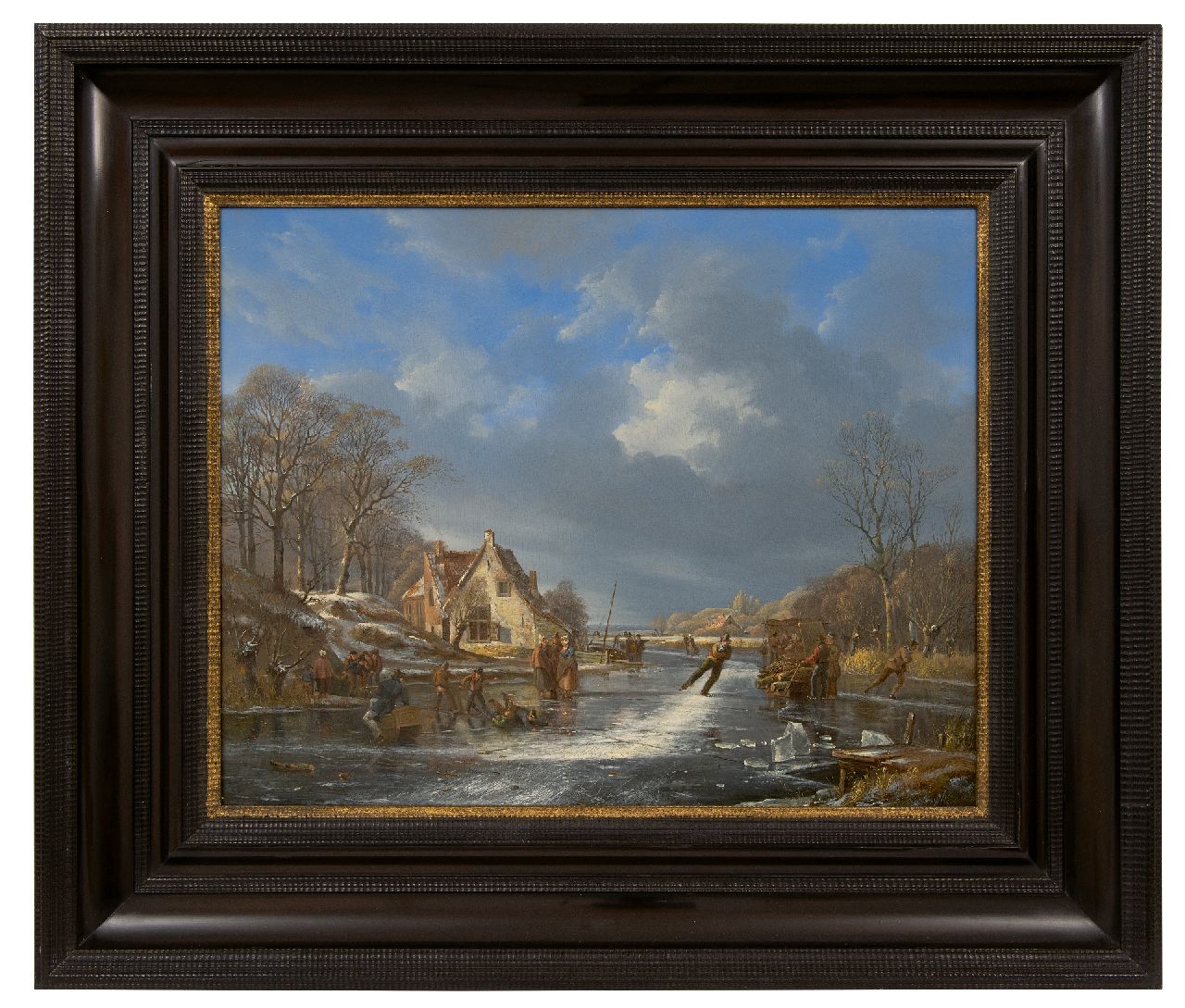 Breuhaus de Groot F. | Frans Breuhaus de Groot | Schilderijen te koop aangeboden | Wintergezicht met schaatsers en jongens op het ijs, olieverf op paneel 39,0 x 49,0 cm Breuhaus de Groot F. | Frans Breuhaus de Groot | Schilderijen te koop aangeboden | Wintergezicht met schaatsers en jongens op het ijs, olieverf op paneel 39,0 x 49,0 cm