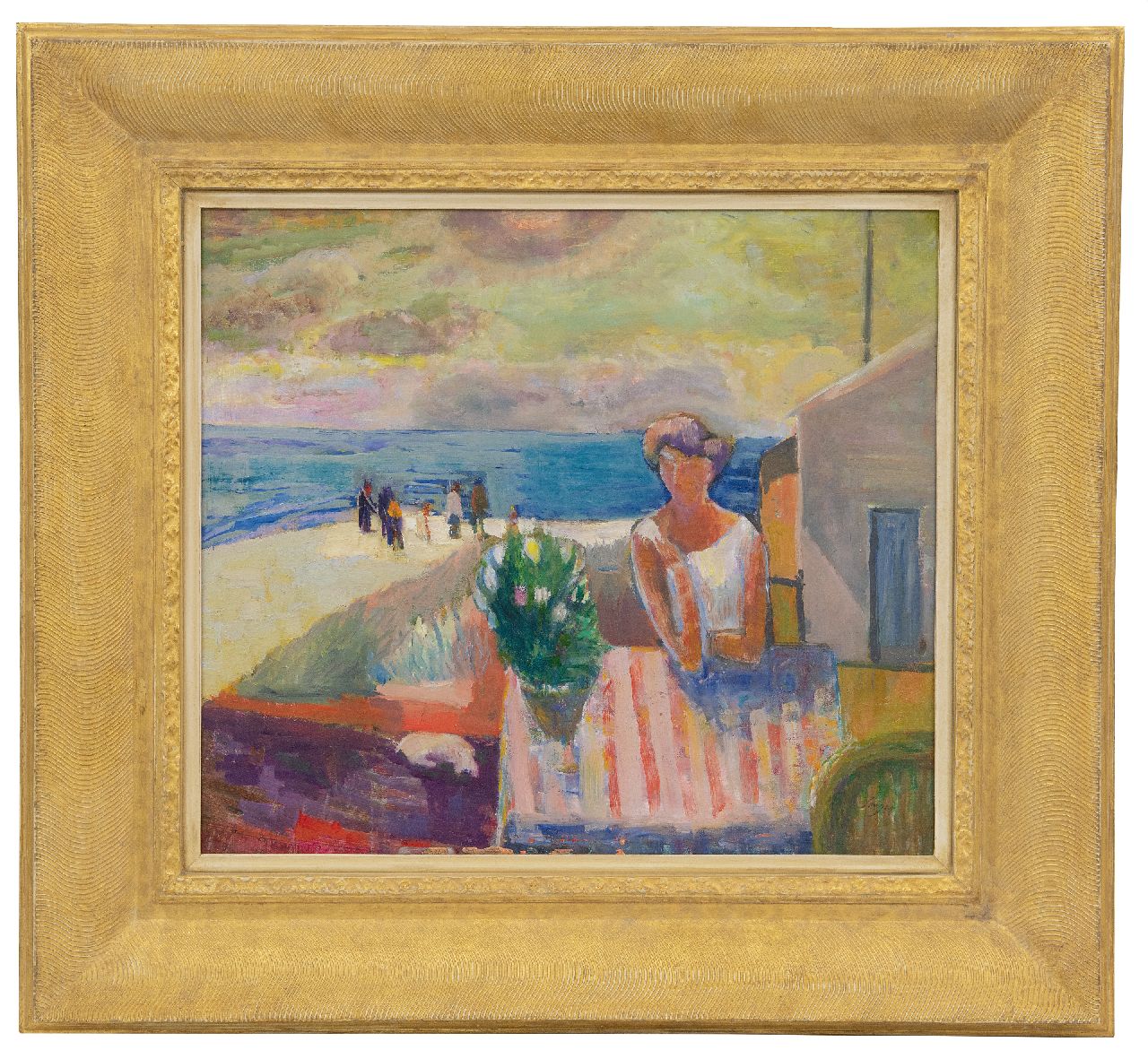 Serger F.B. | Frederick Bedrich Serger | Schilderijen te koop aangeboden | Terras bij de zee, olieverf op board 39,6 x 44,6 cm, gesigneerd rechtsonder Serger F.B. | Frederick Bedrich Serger | Schilderijen te koop aangeboden | Terras bij de zee, olieverf op board 39,6 x 44,6 cm, gesigneerd rechtsonder