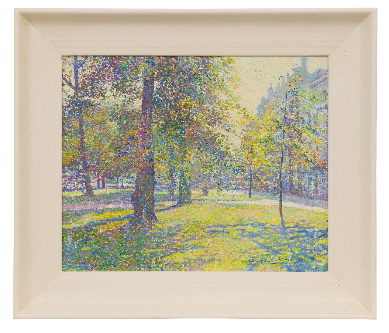 Boer H. de | Hessel de Boer, Tegenlicht, Lange Voorhout in Den Haag, olieverf op doek 38,0 x 46,3 cm, gesigneerd rechtsonder Boer H. de | Hessel de Boer, Tegenlicht, Lange Voorhout in Den Haag, olieverf op doek 38,0 x 46,3 cm, gesigneerd rechtsonder