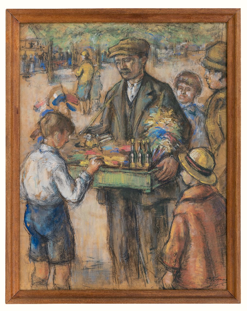Fresco A.  | Abraham Fresco, Marskramer, pastel op papier 56,9 x 44,0 cm, gesigneerd rechtsonder