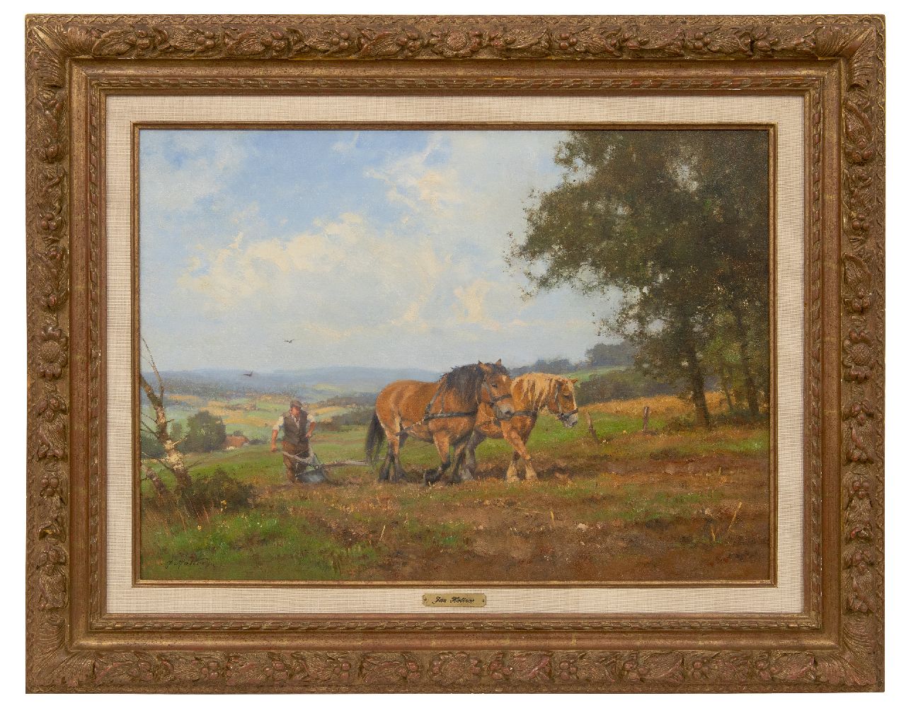 Holtrup J. | Jan Holtrup | Schilderijen te koop aangeboden | Ploegende boer bij Groesbeek, olieverf op doek 50,1 x 69,9 cm, gesigneerd linksonder Holtrup J. | Jan Holtrup | Schilderijen te koop aangeboden | Ploegende boer bij Groesbeek, olieverf op doek 50,1 x 69,9 cm, gesigneerd linksonder