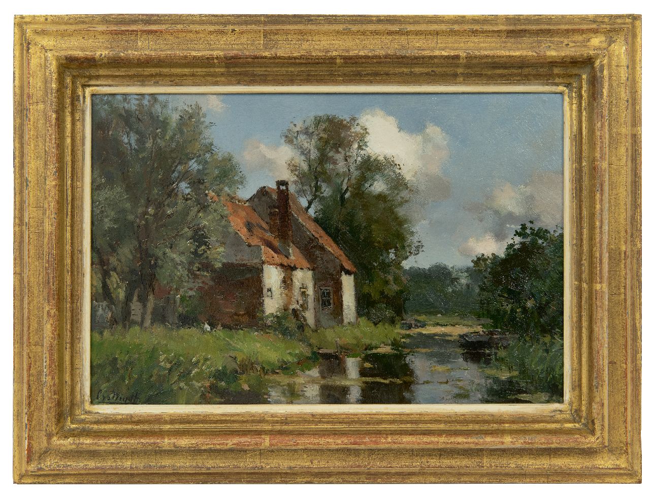 Windt Ch. van der | Christophe 'Chris' van der Windt, Boerderijtje aan het water, olieverf op papier op paneel 20,7 x 30,6 cm, gesigneerd linksonder Windt Ch. van der | Christophe 'Chris' van der Windt, Boerderijtje aan het water, olieverf op papier op paneel 20,7 x 30,6 cm, gesigneerd linksonder