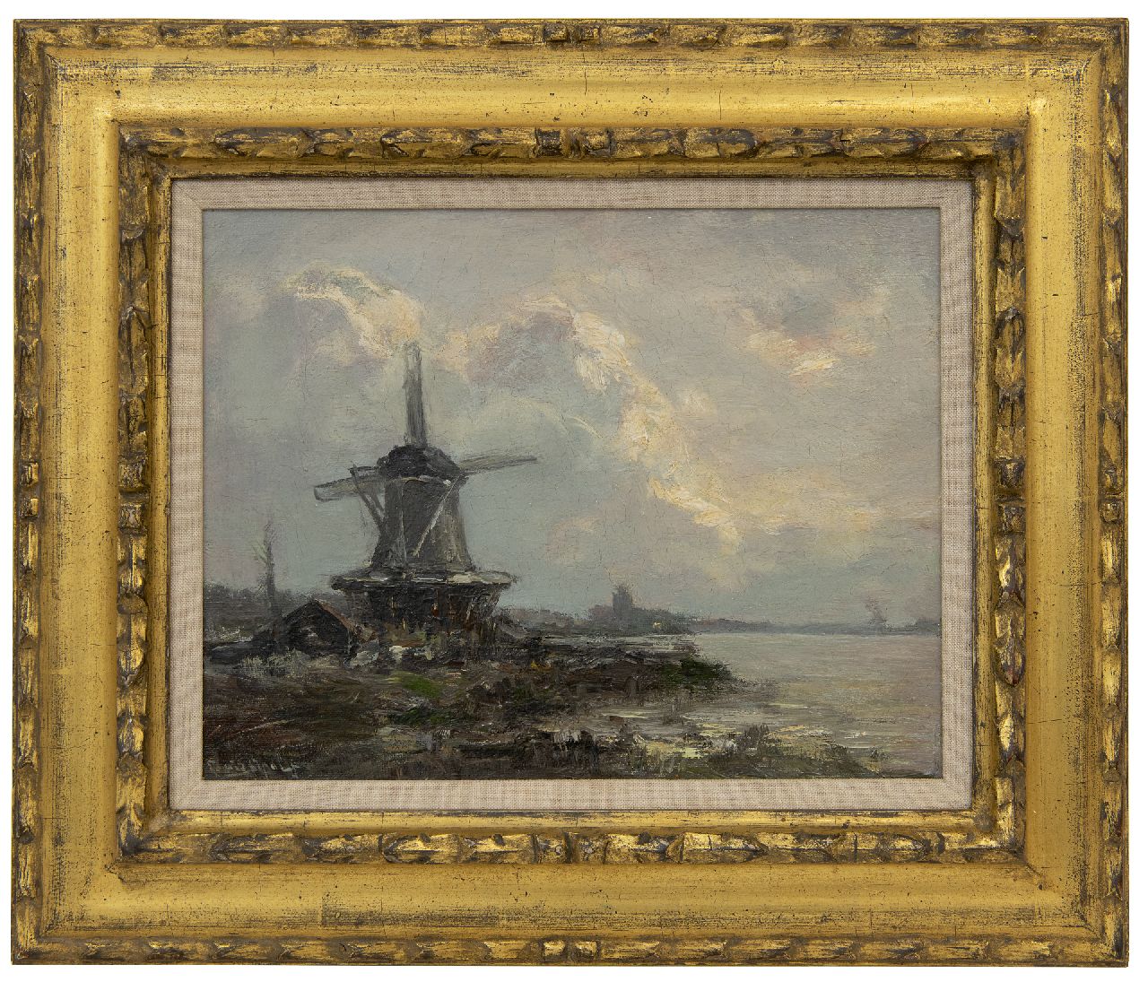 Apol L.F.H.  | Lodewijk Franciscus Hendrik 'Louis' Apol, Molen aan de Vliet, olieverf op doek 25,3 x 32,5 cm, gesigneerd linksonder