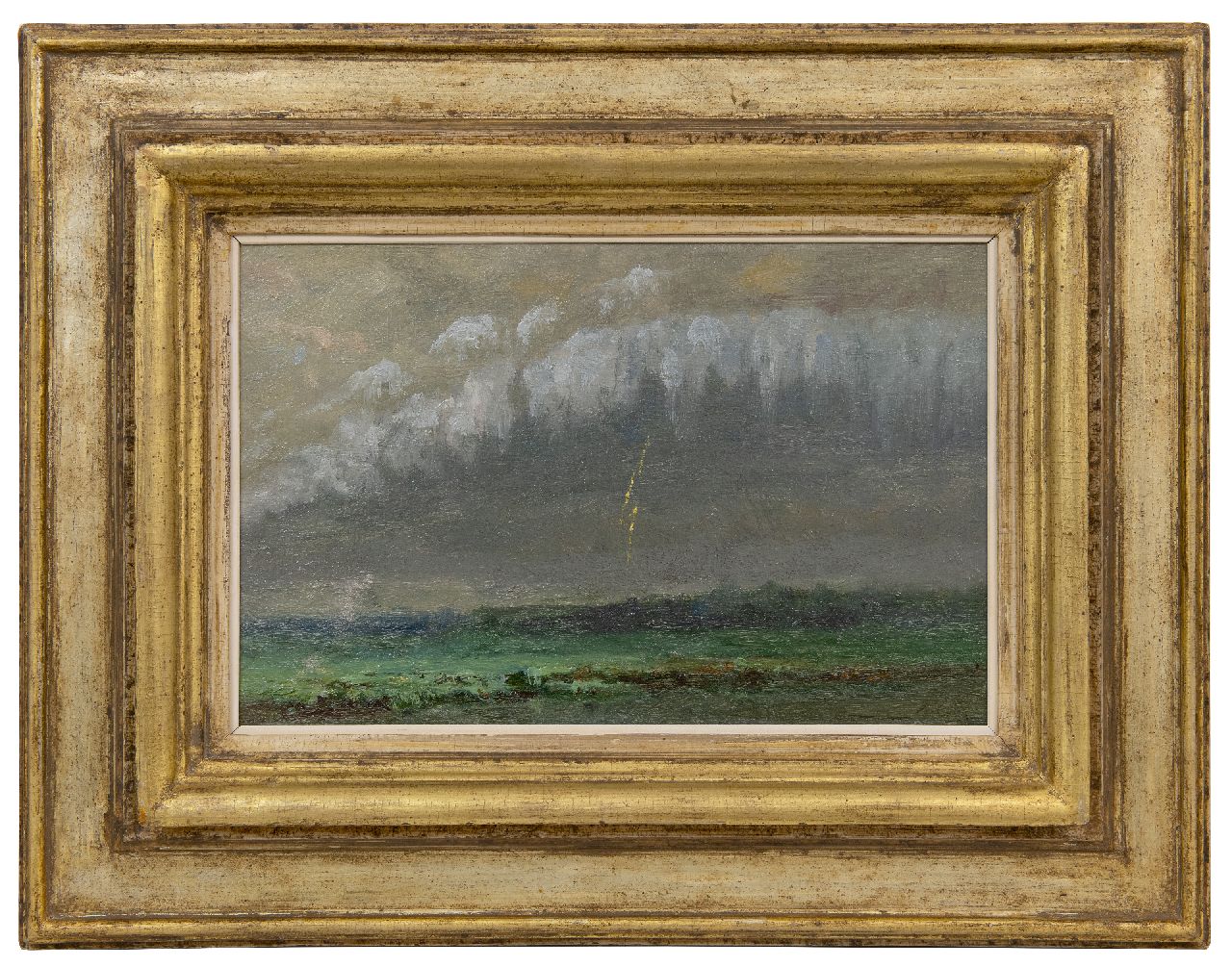 Europese School, 19e eeuw | Europese School, 19e eeuw | Schilderijen te koop aangeboden | Onweer boven een weidelandschap, olieverf op schildersboard 20,4 x 31,8 cm, gesigneerd rechtsonder (vaag) Europese School, 19e eeuw | Europese School, 19e eeuw | Schilderijen te koop aangeboden | Onweer boven een weidelandschap, olieverf op schildersboard 20,4 x 31,8 cm, gesigneerd rechtsonder (vaag)